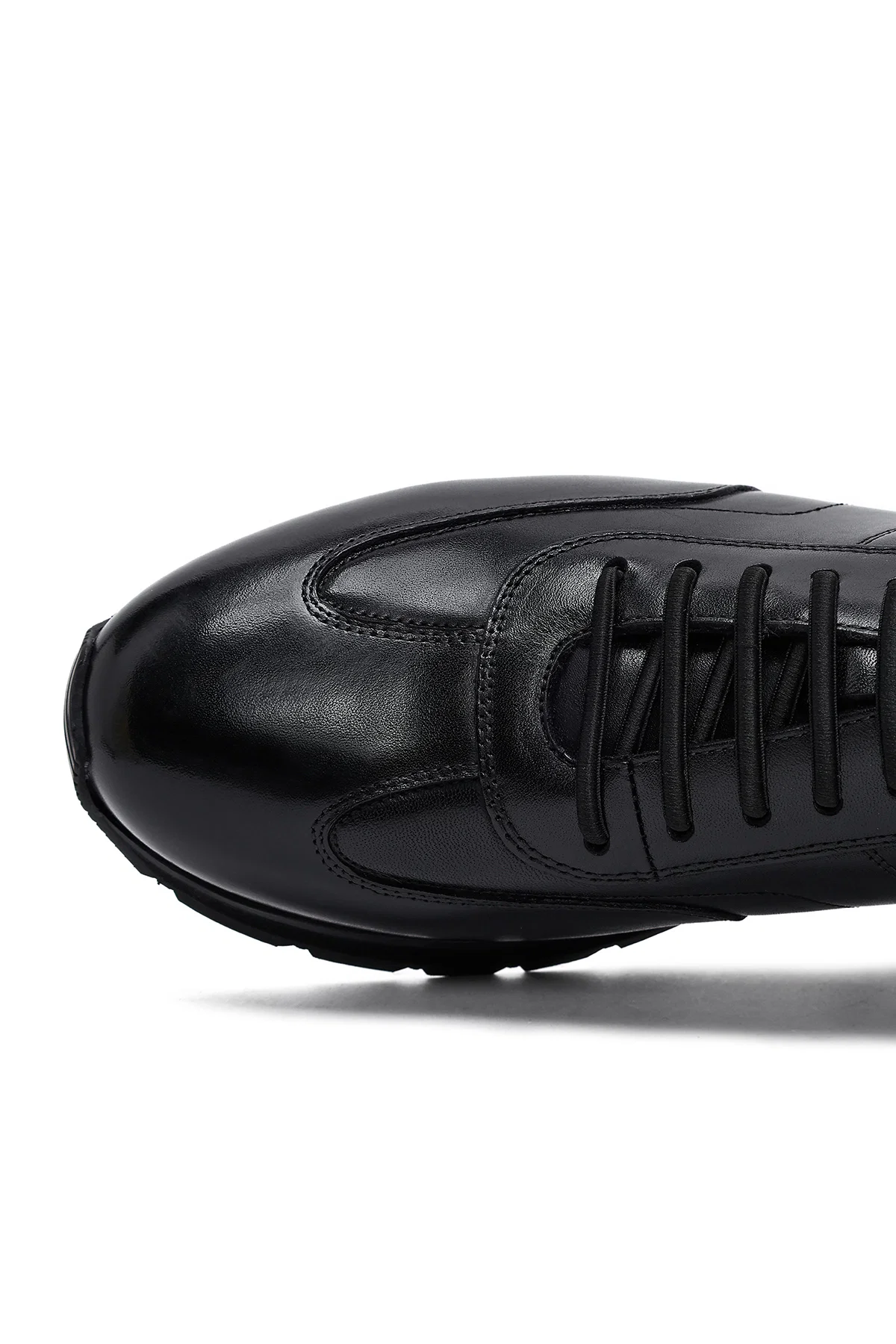 Erkek Siyah Bağcıklı Deri Casual Sneaker - Image 11