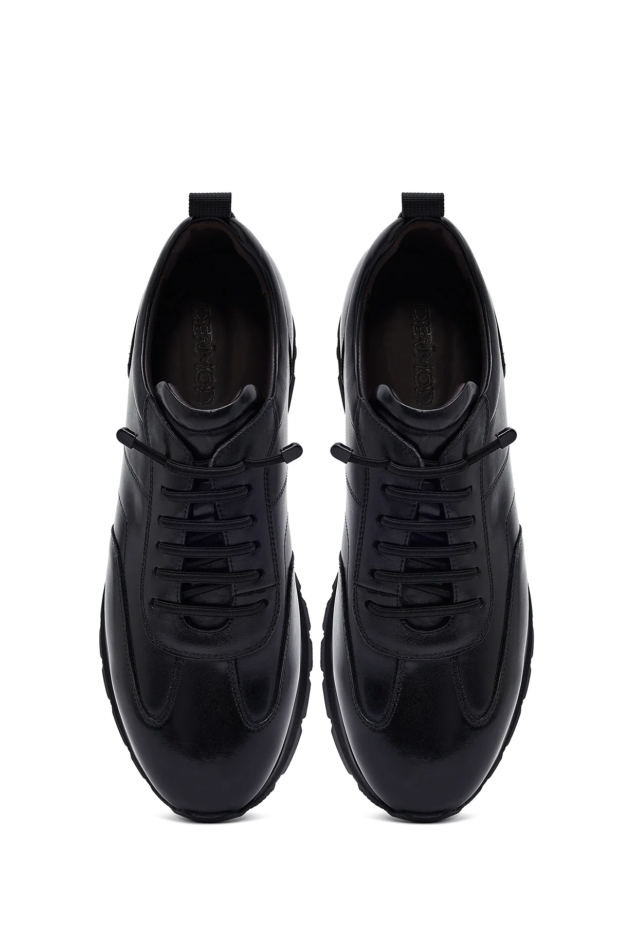 Erkek Siyah Bağcıklı Deri Casual Sneaker - Image 7
