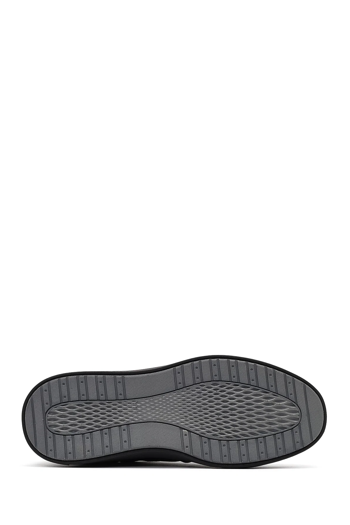 Erkek Siyah Bağcıklı Deri Casual Sneaker - Image 4