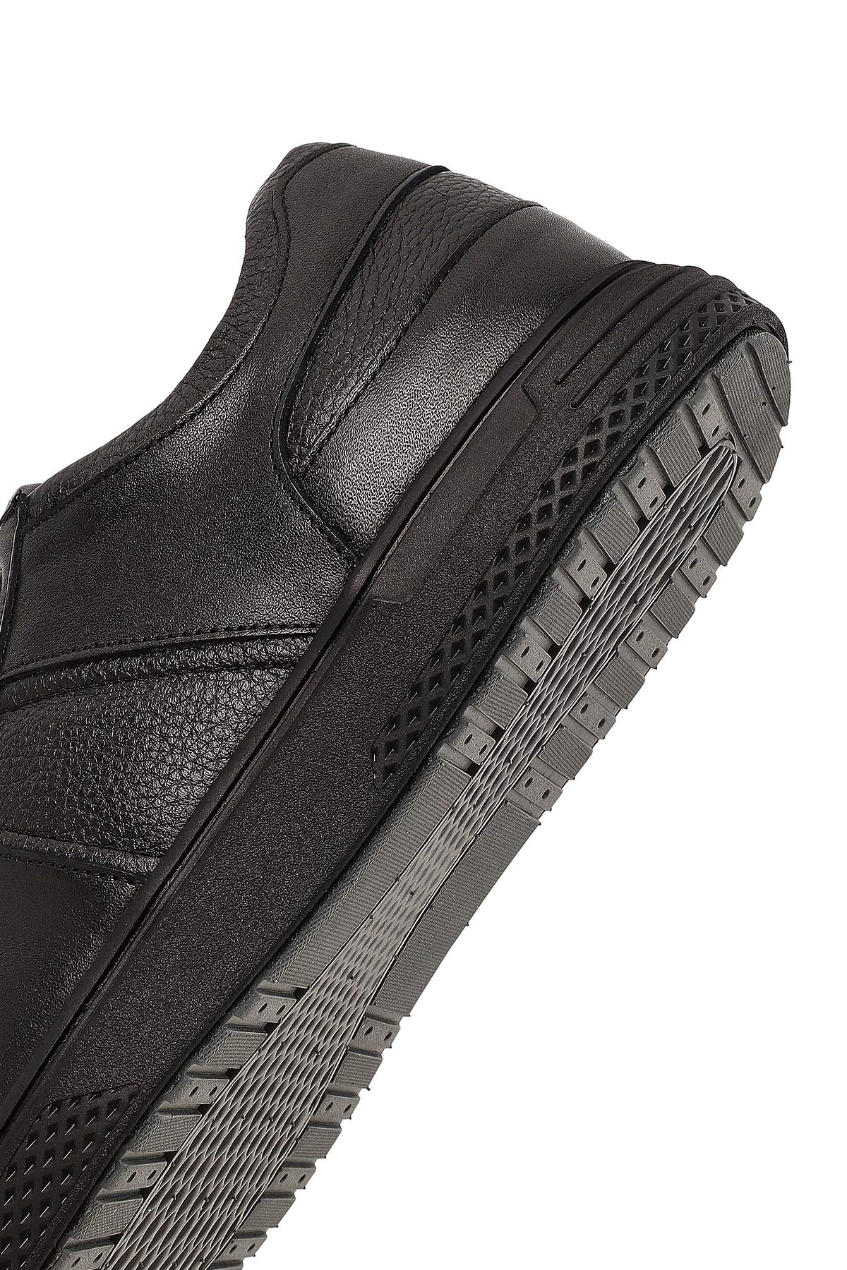 Erkek Siyah Bağcıklı Deri Casual Sneaker - Image 8