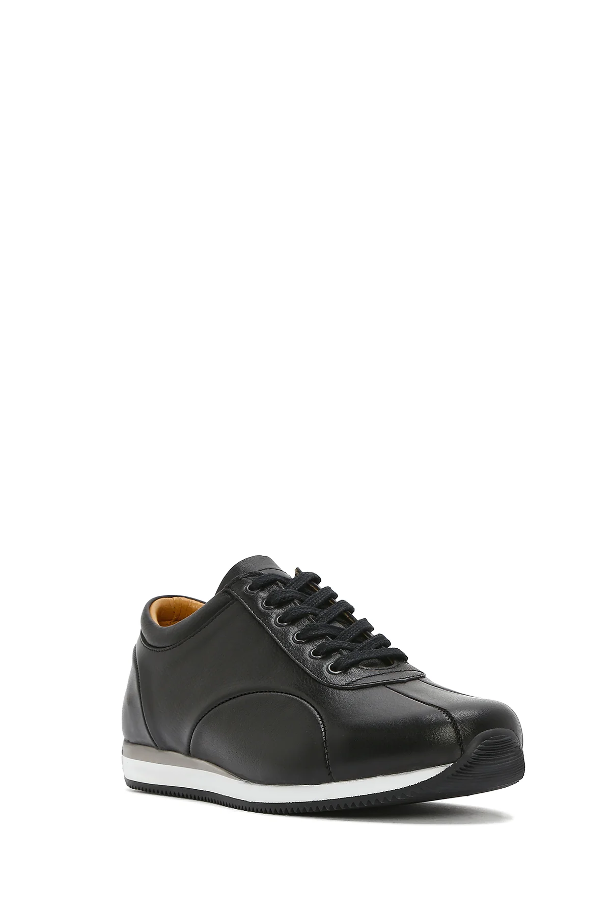 Erkek Siyah Bağcıklı Deri Casual Sneaker - Image 7