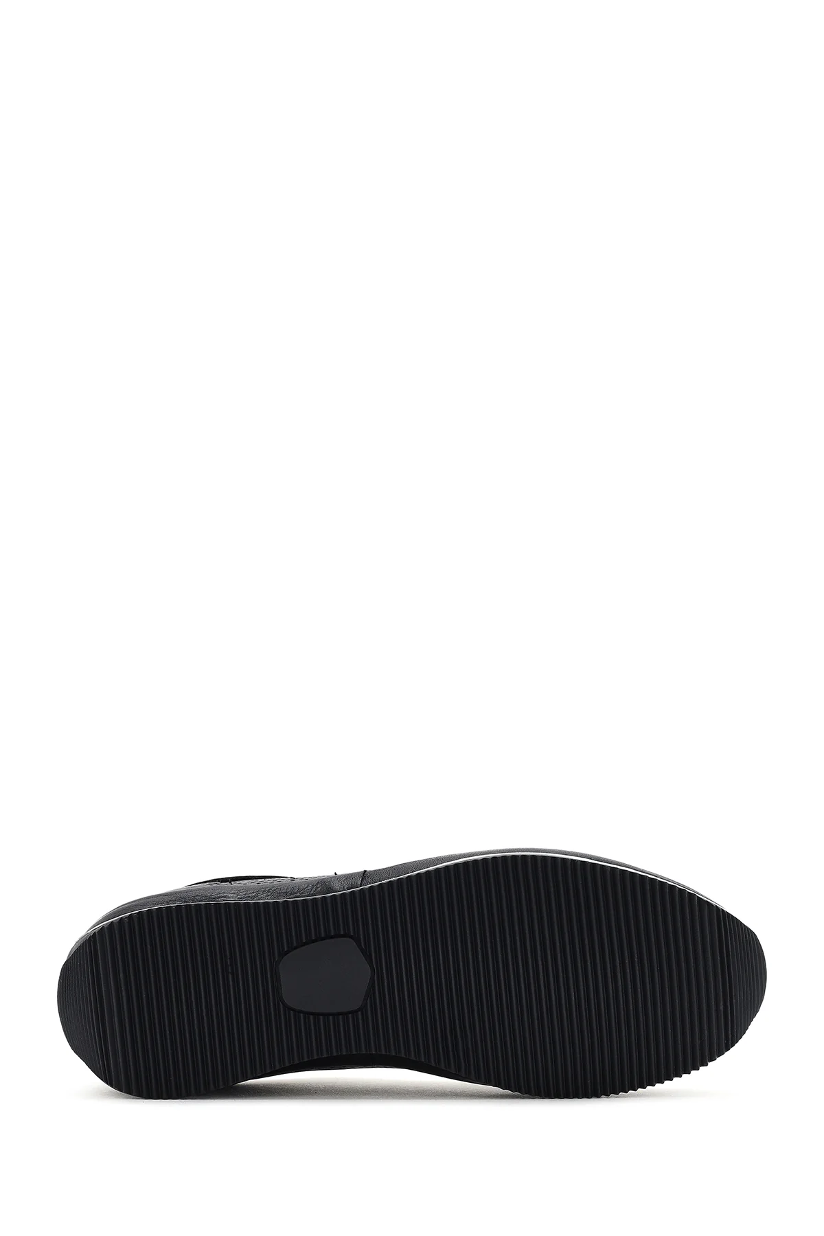 Erkek Siyah Bağcıklı Deri Casual Sneaker - Image 5