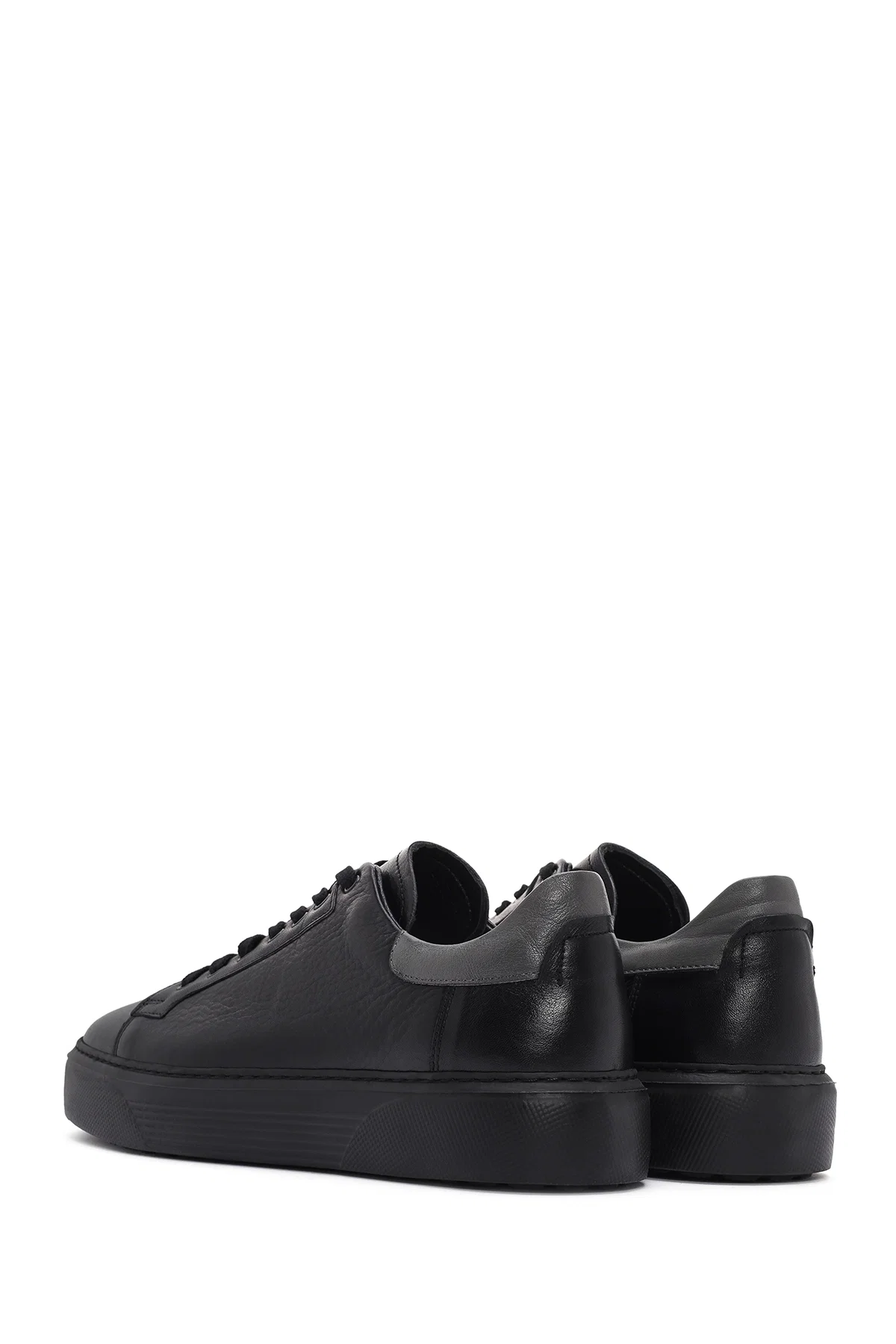 Erkek Siyah Bağcıklı Deri Sneaker - Image 5