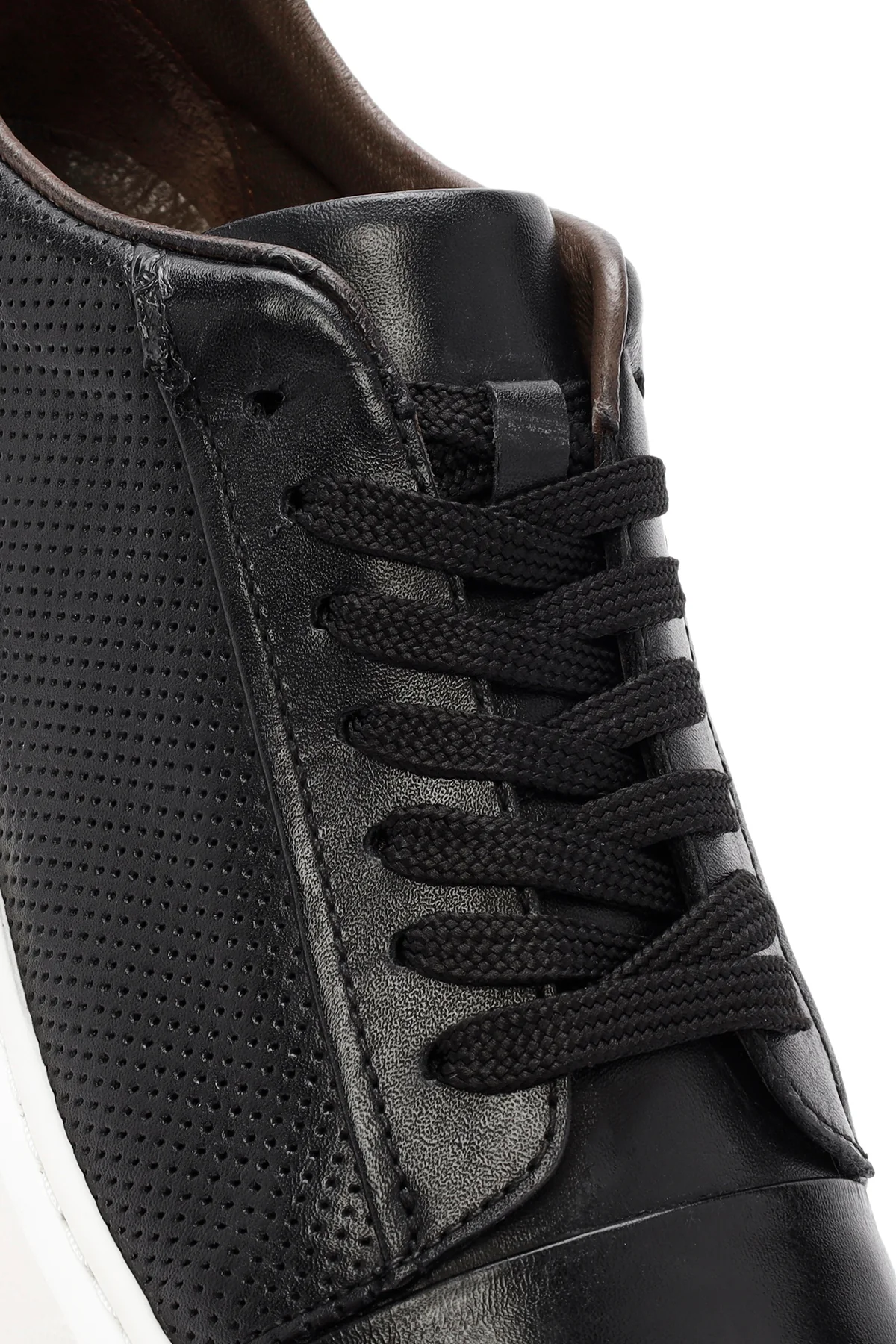 Erkek Siyah Bağcıklı Deri Sneaker - Image 10