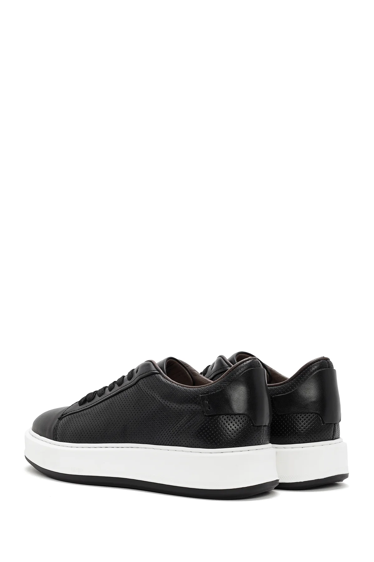 Erkek Siyah Bağcıklı Deri Sneaker - Image 5