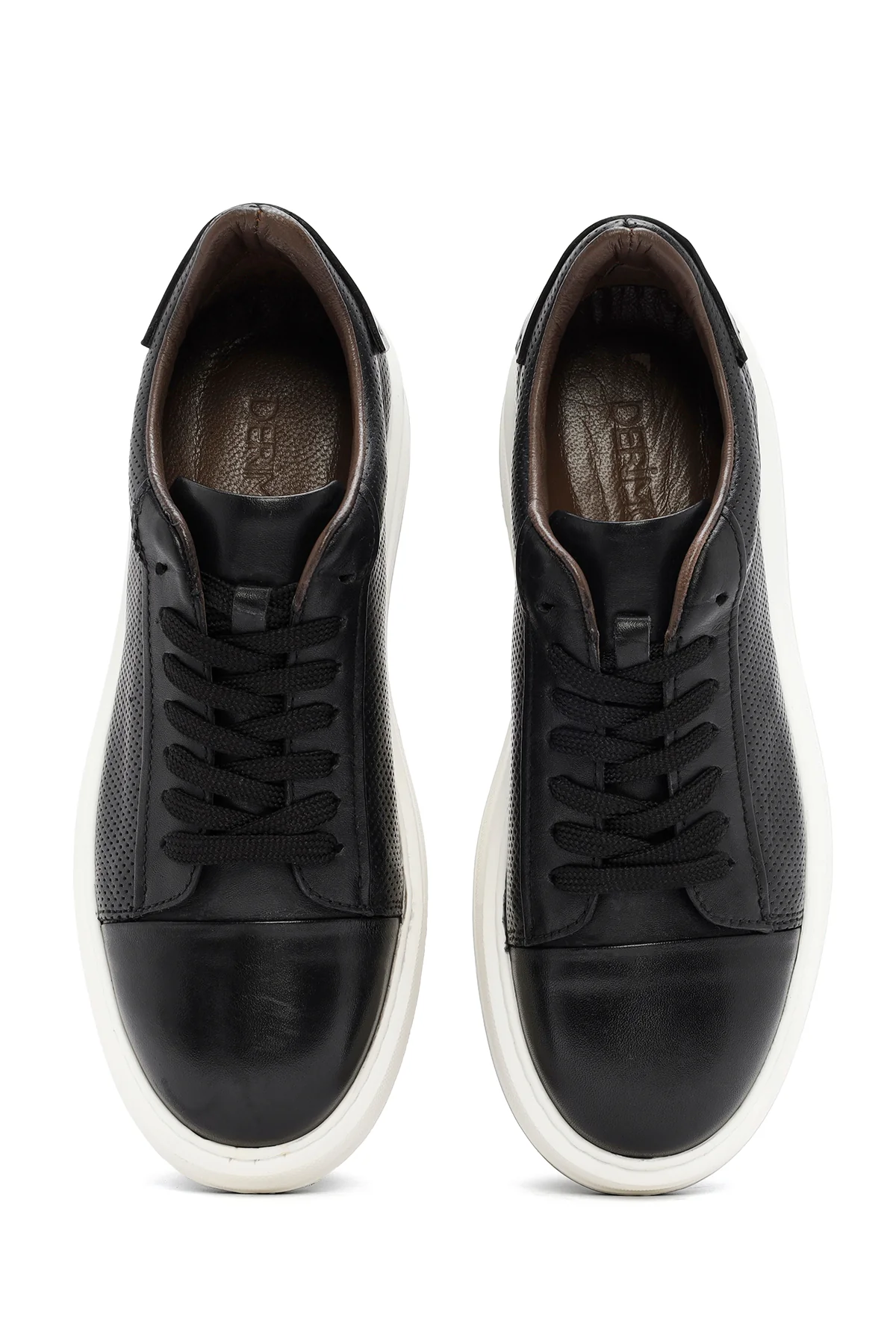 Erkek Siyah Bağcıklı Deri Sneaker - Image 7