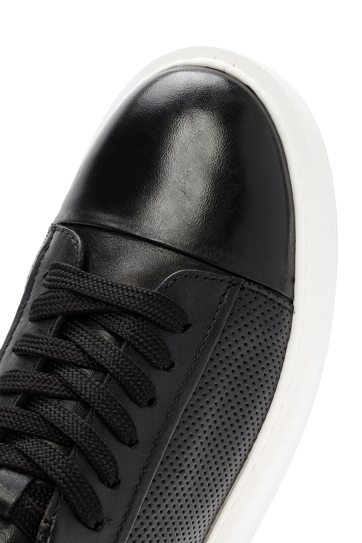 Erkek Siyah Bağcıklı Deri Sneaker - Image 8