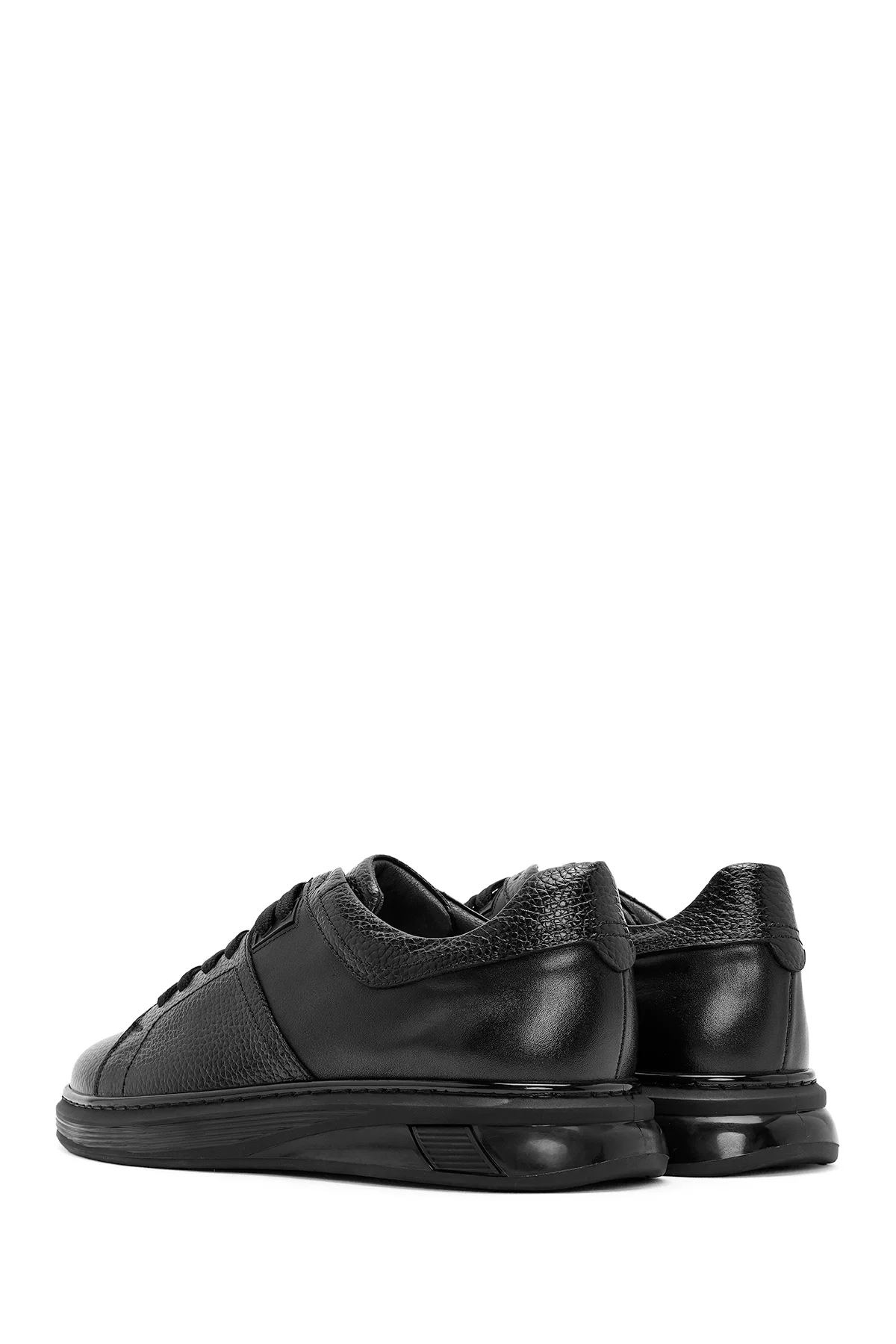 Erkek Siyah Bağcıklı Deri Sneaker - Image 5