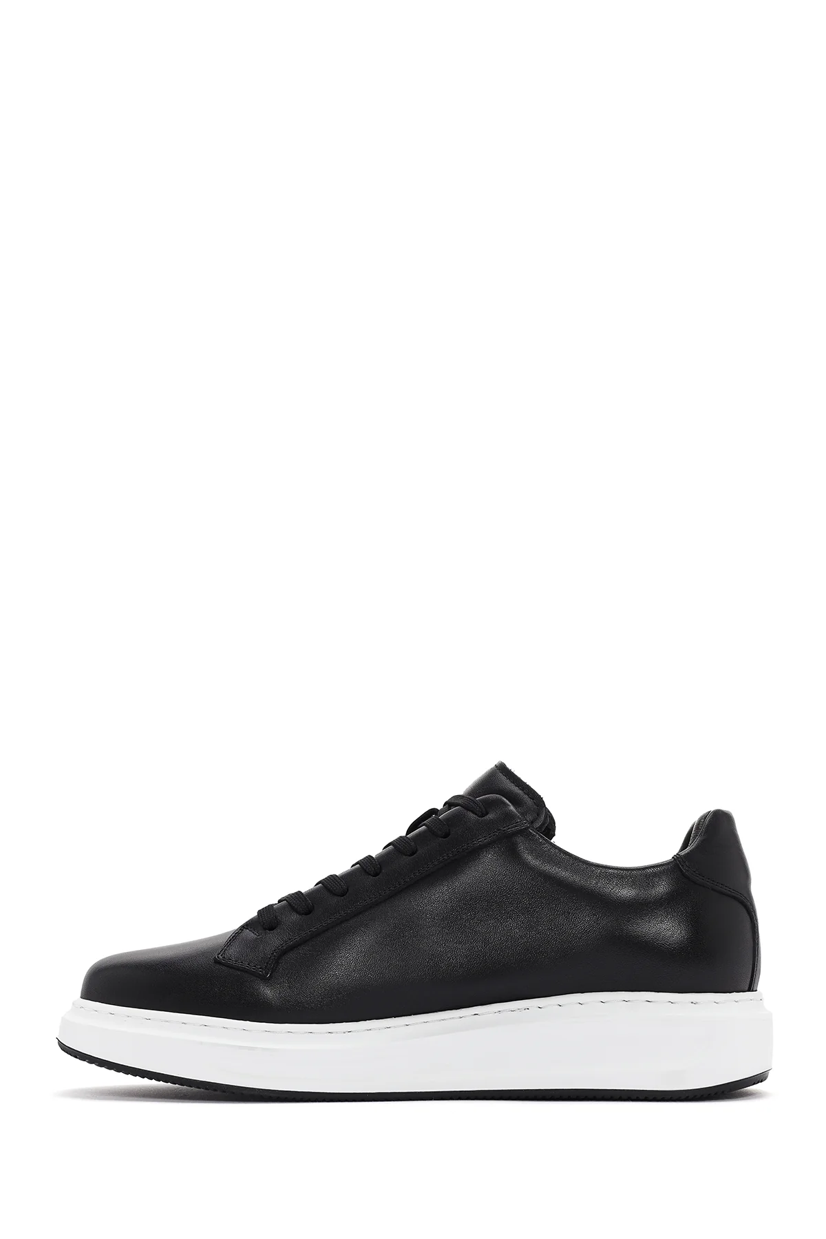 Erkek Siyah Bağcıklı Deri Sneaker - Image 2