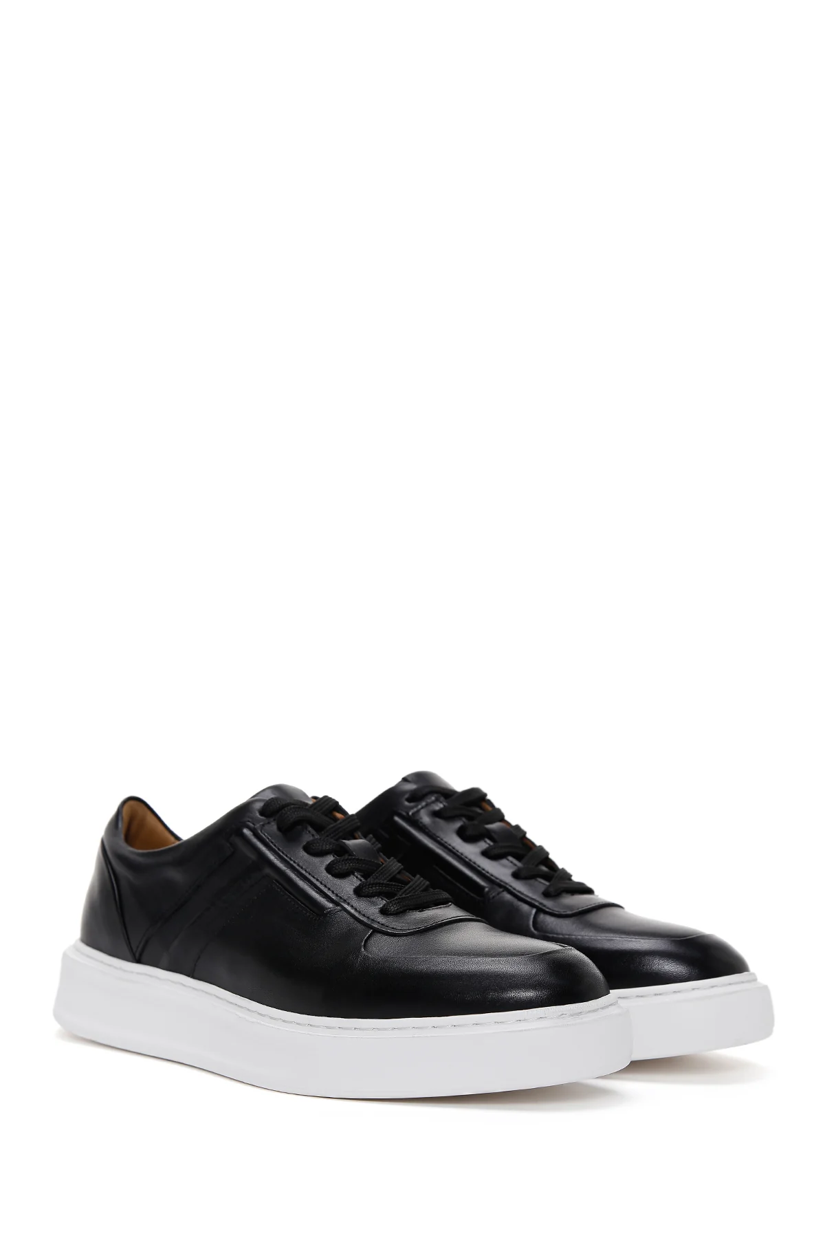 Erkek Siyah Bağcıklı Deri Sneaker - Image 3