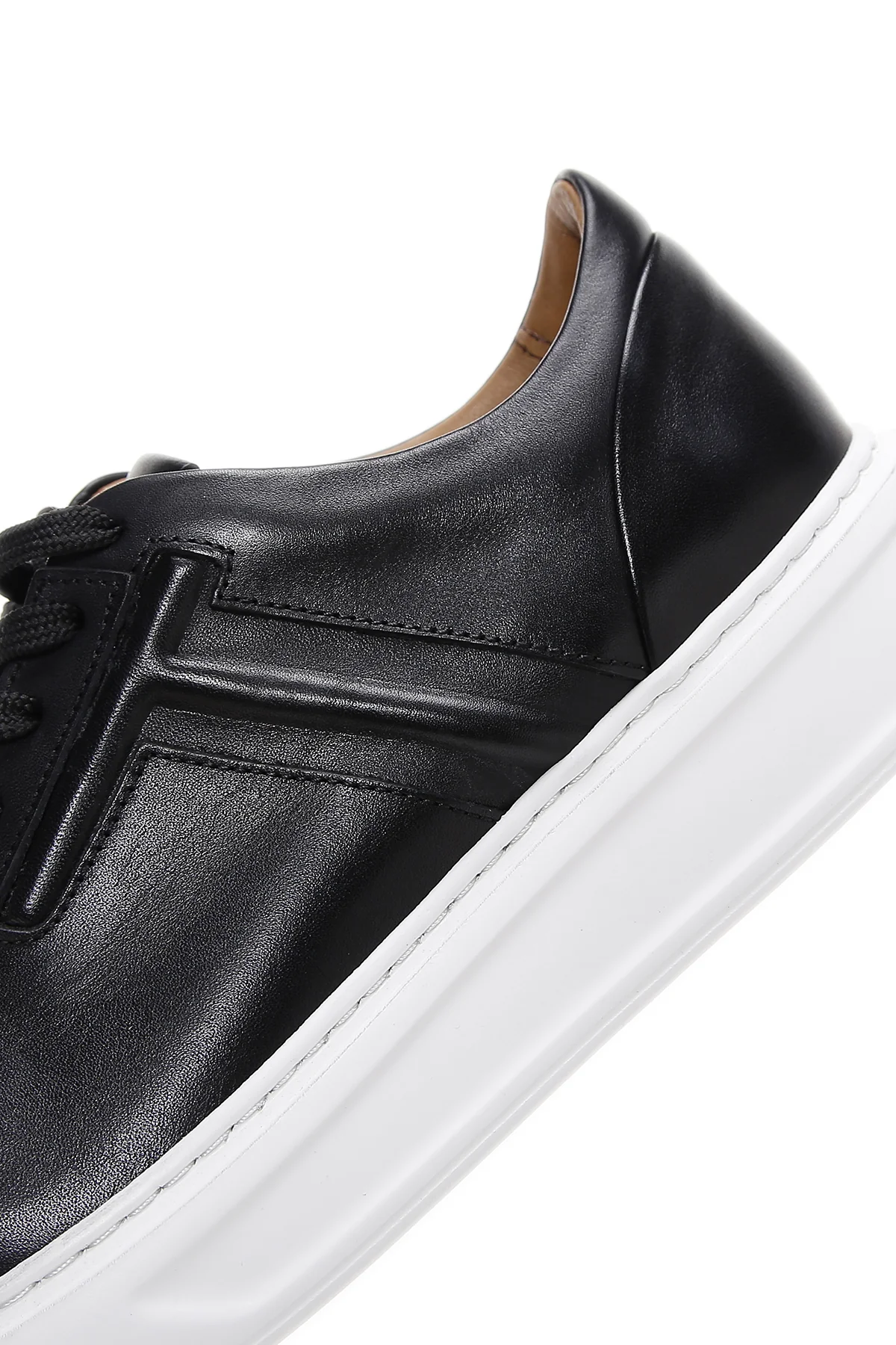Erkek Siyah Bağcıklı Deri Sneaker - Image 7