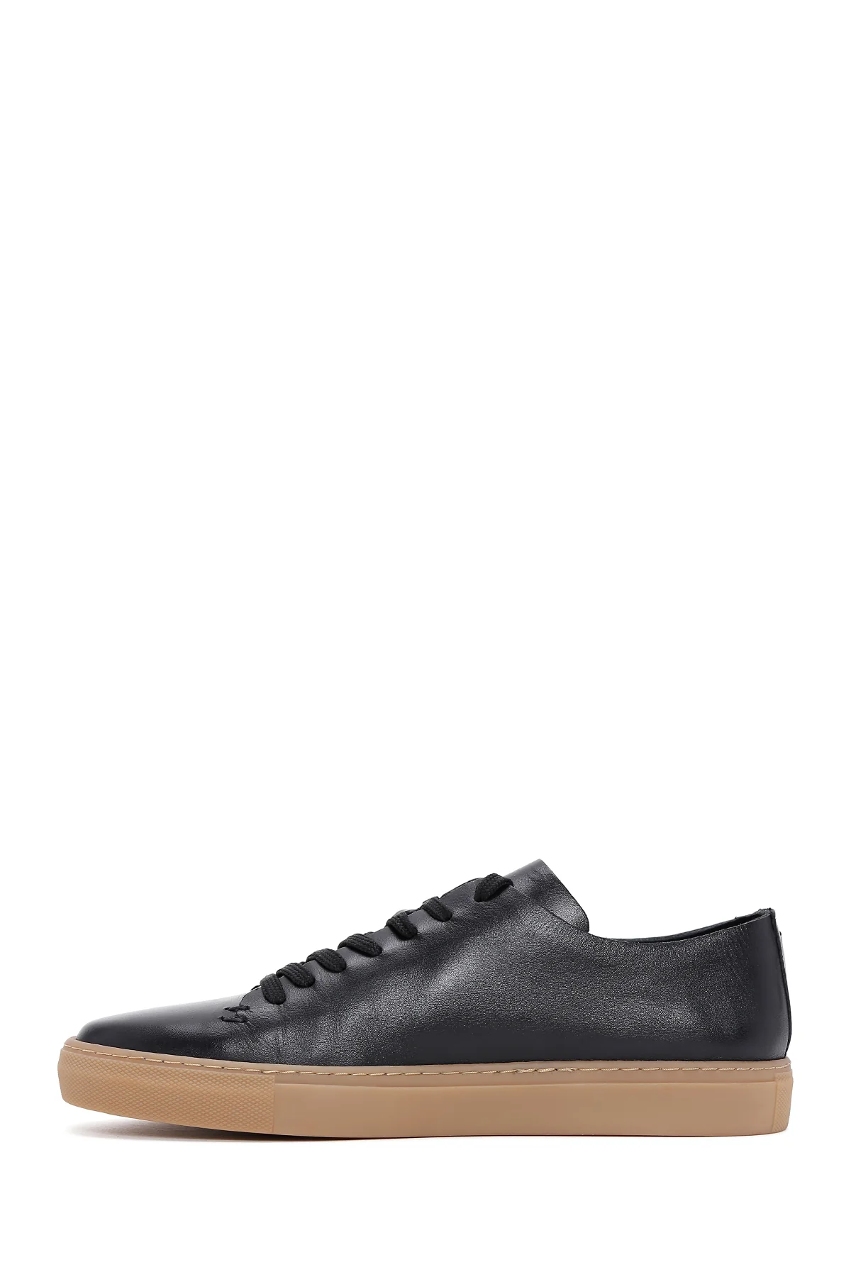 Erkek Siyah Bağcıklı Deri Sneaker - Image 2