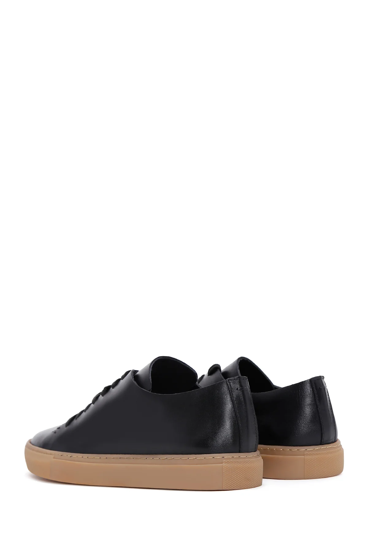 Erkek Siyah Bağcıklı Deri Sneaker - Image 5