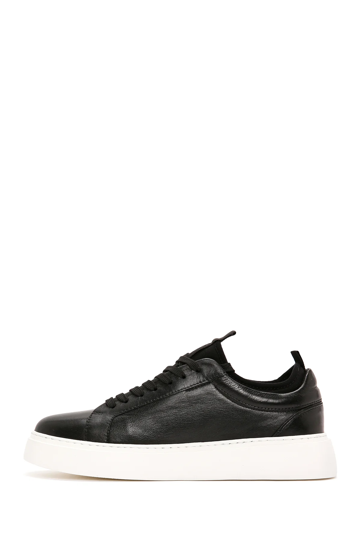 Erkek Siyah Bağcıklı Deri Sneaker - Image 2