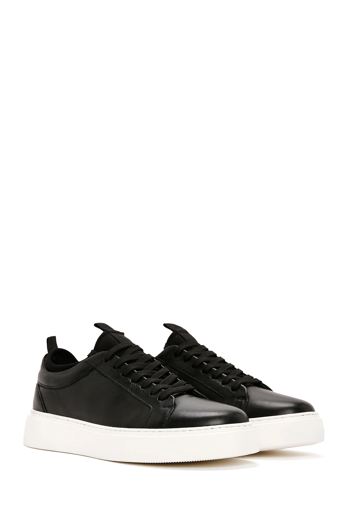 Erkek Siyah Bağcıklı Deri Sneaker - Image 3