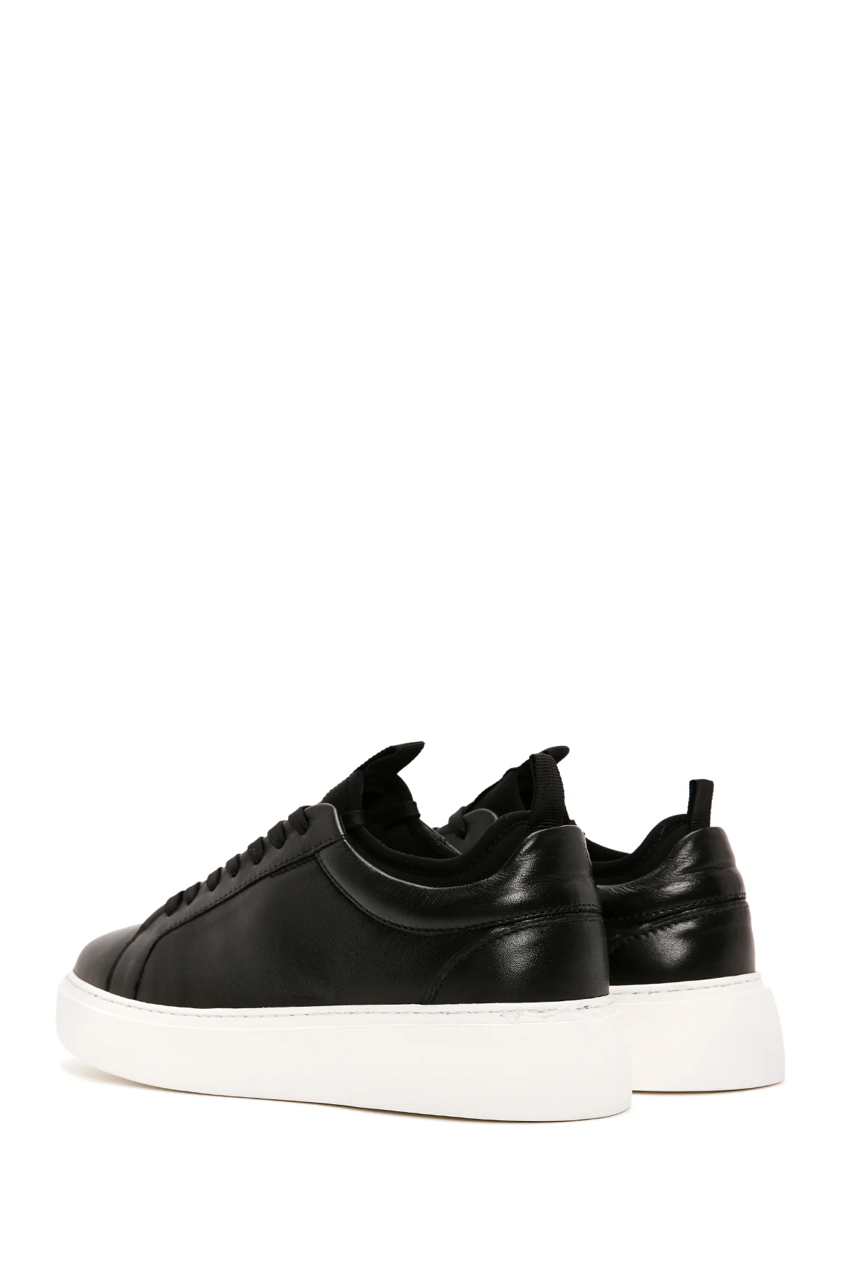 Erkek Siyah Bağcıklı Deri Sneaker - Image 5