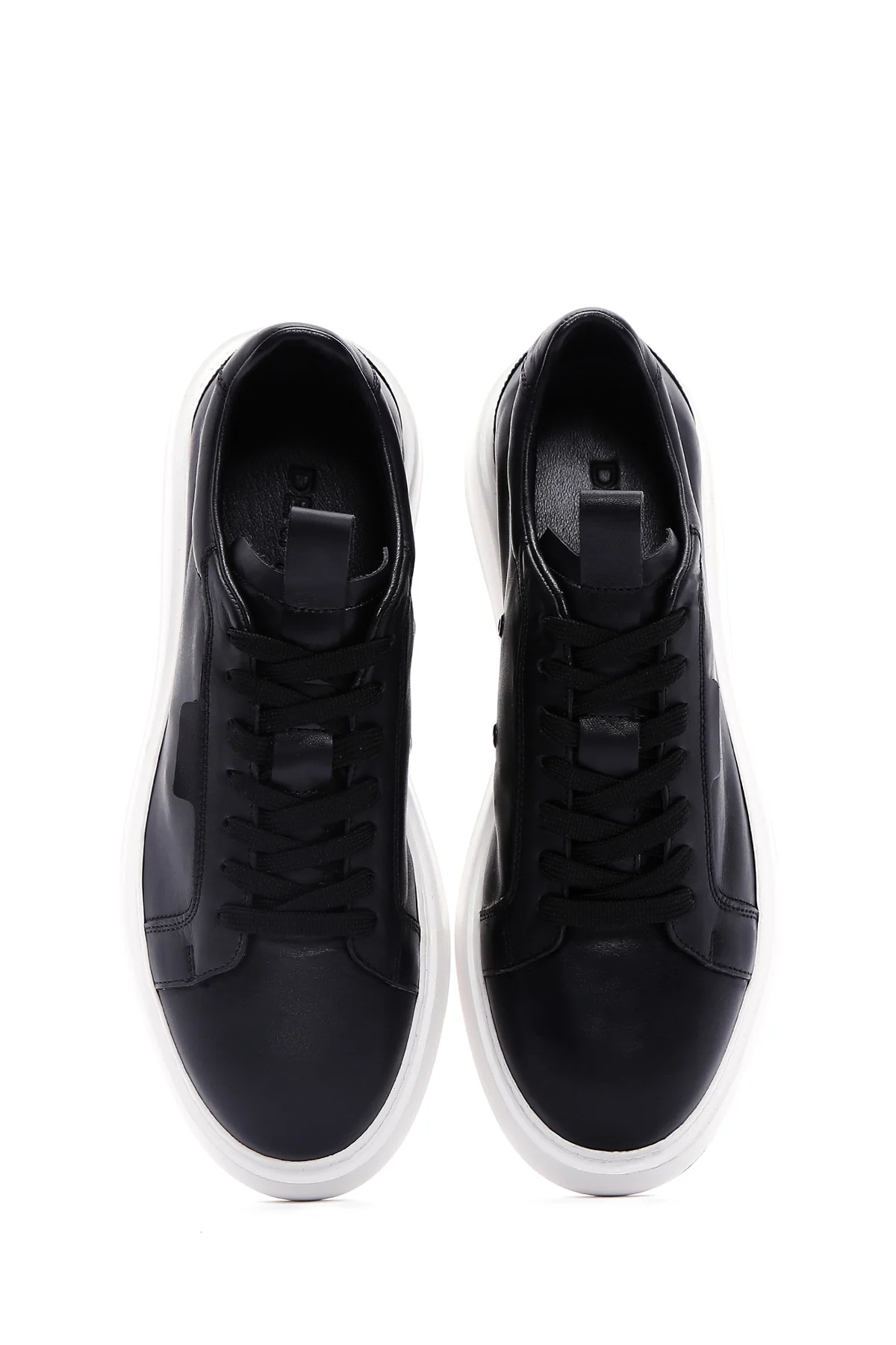 Erkek Siyah Bağcıklı Deri Sneaker - Image 6