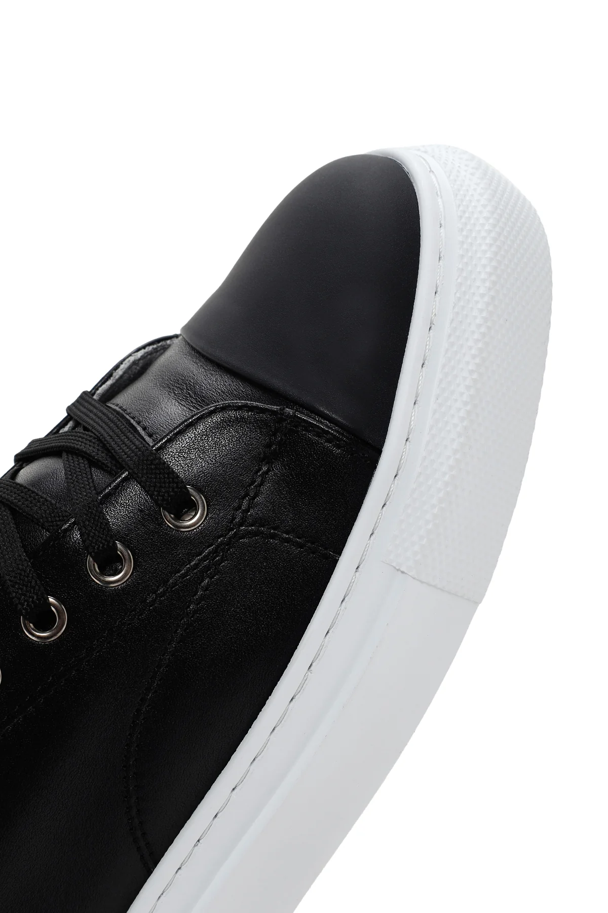 Erkek Siyah Bağcıklı Deri Sneaker - Image 9