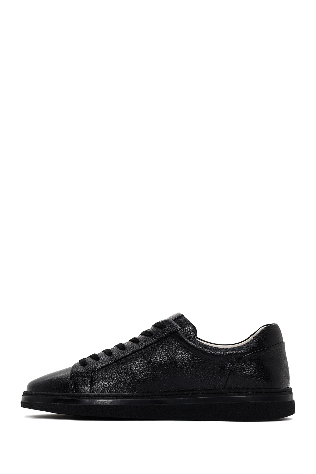 Erkek Siyah Bağcıklı Deri Sneaker - Image 2