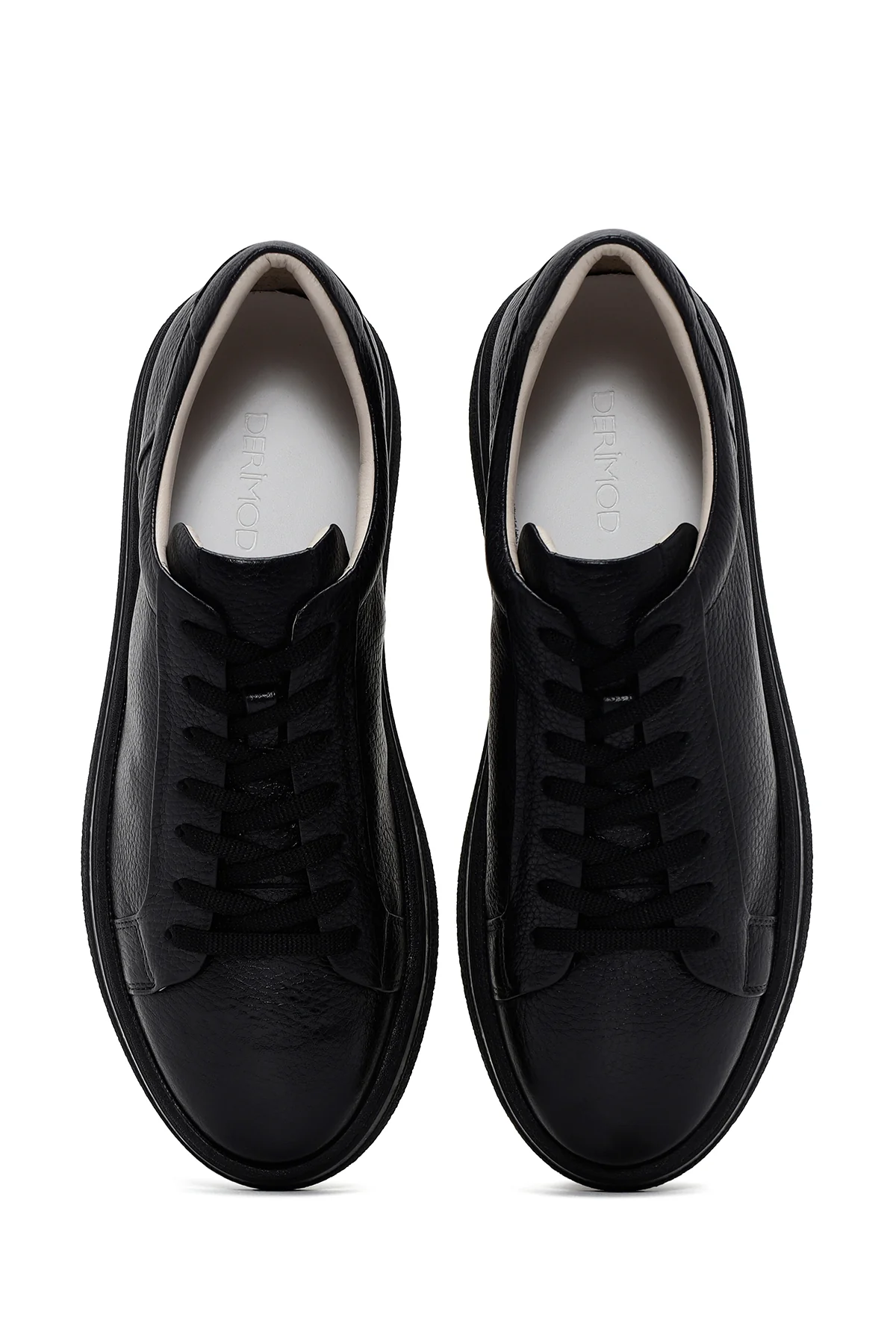 Erkek Siyah Bağcıklı Deri Sneaker - Image 6