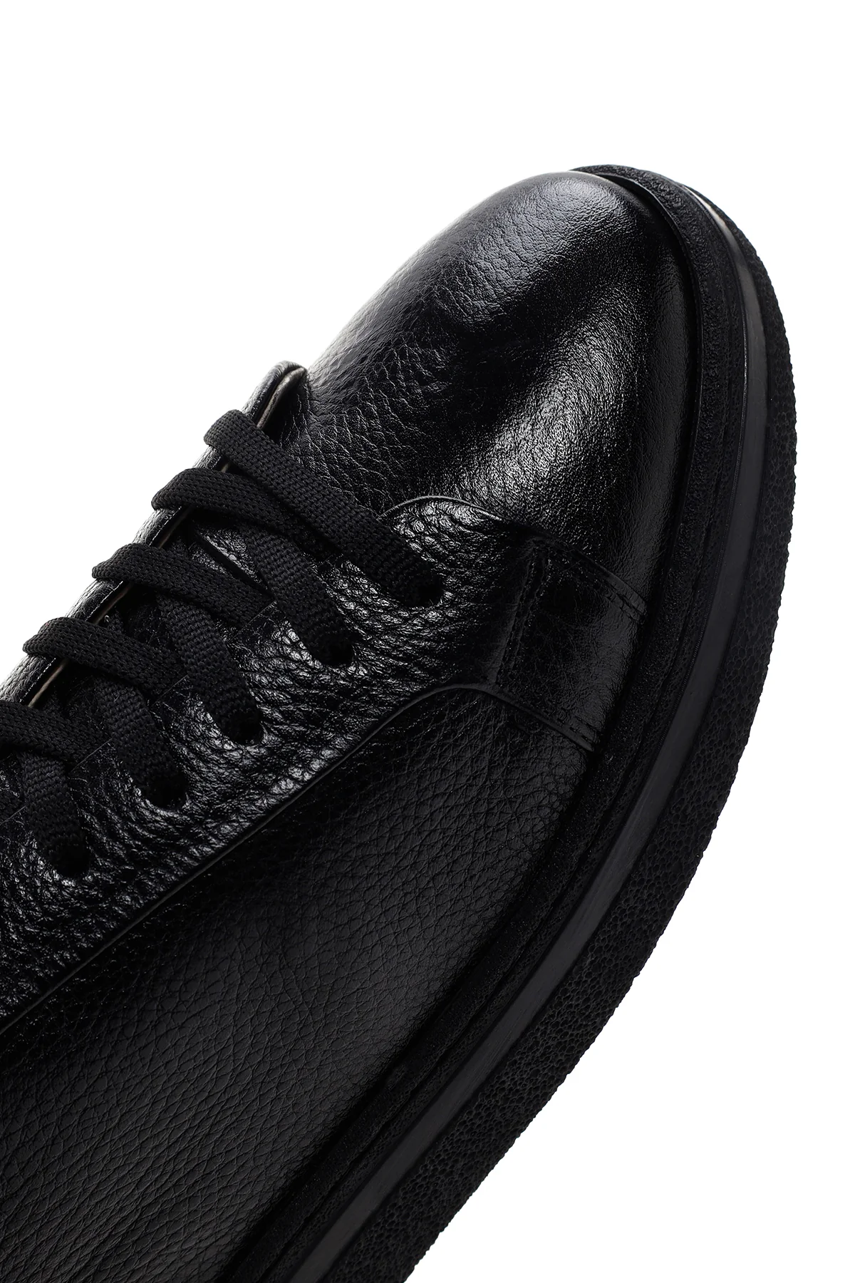 Erkek Siyah Bağcıklı Deri Sneaker - Image 9