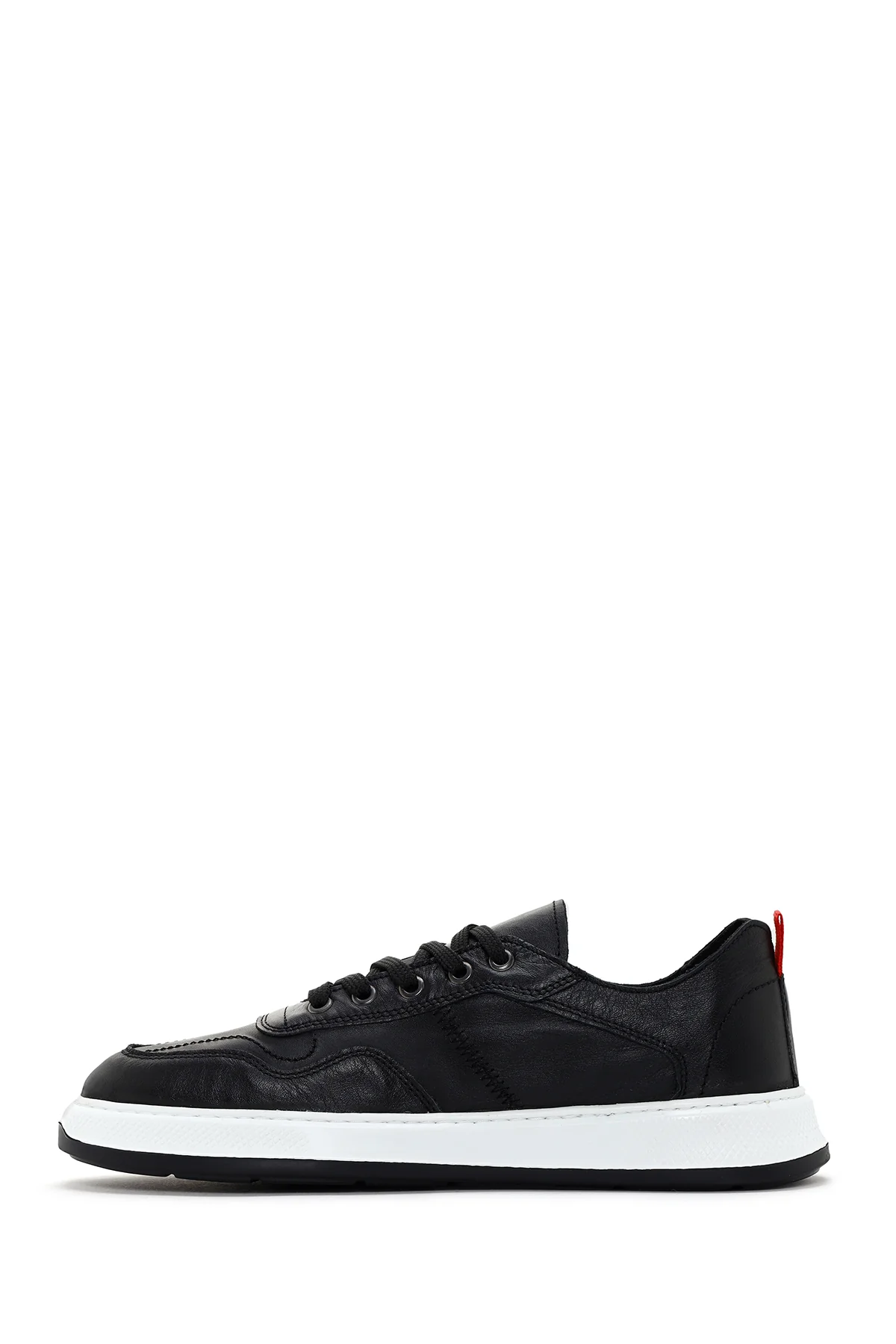 Erkek Siyah Bağcıklı Deri Sneaker - Image 2