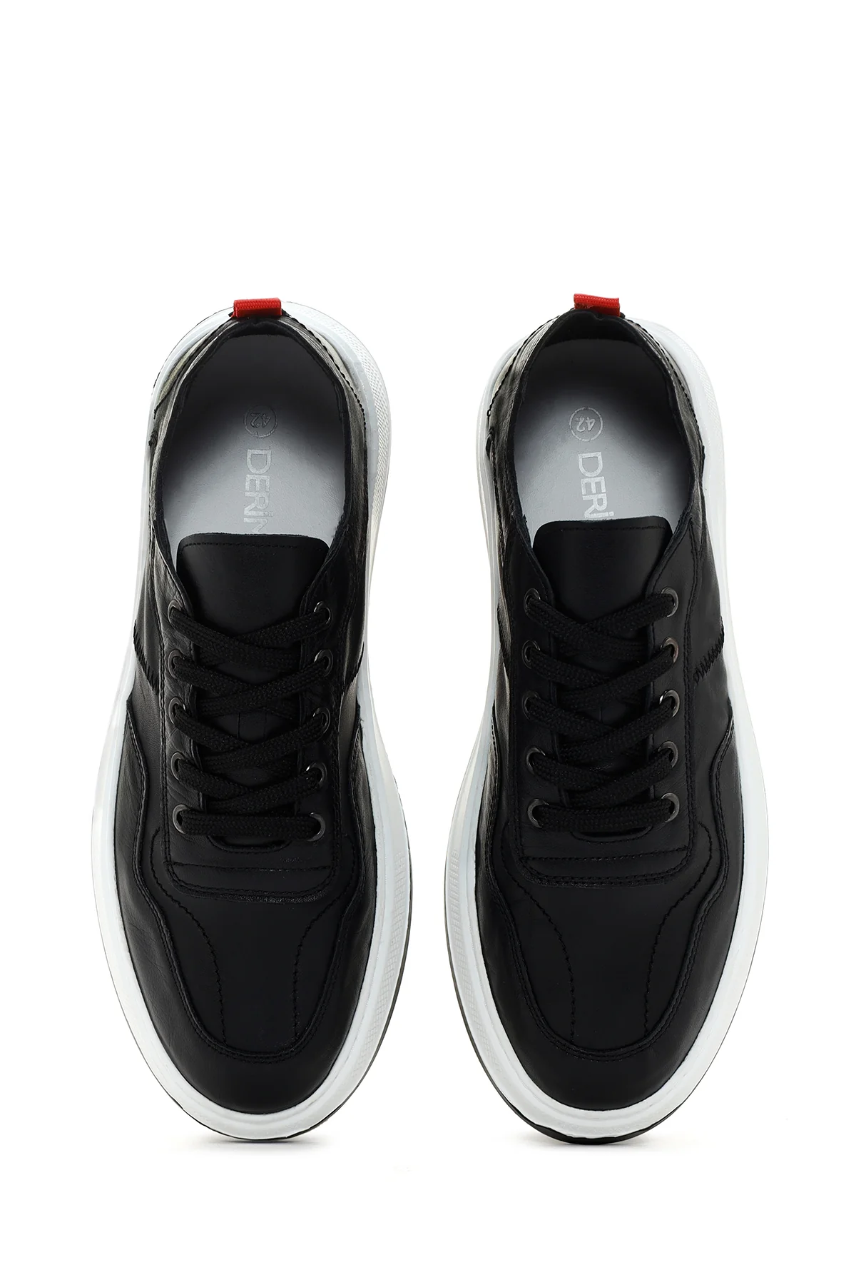 Erkek Siyah Bağcıklı Deri Sneaker - Image 6