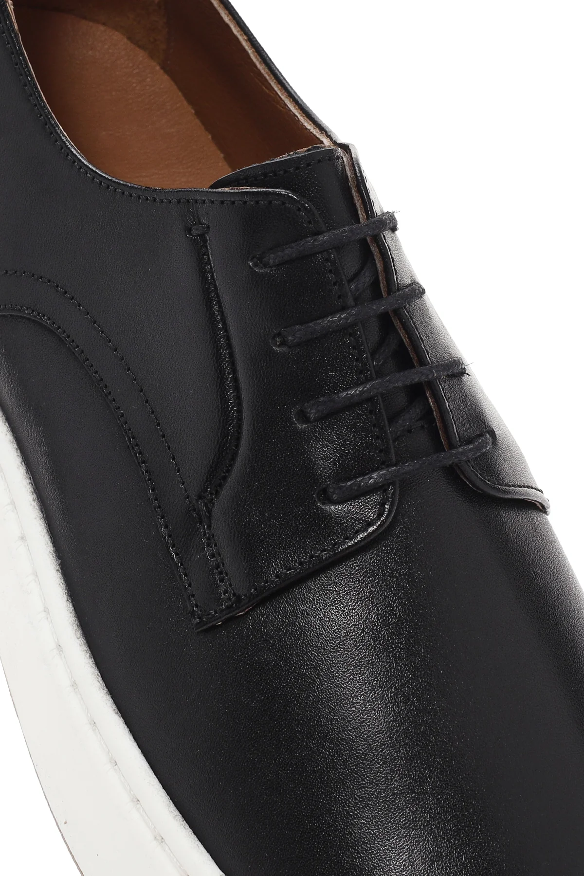 Erkek Siyah Bağcıklı Deri Sneaker - Image 10