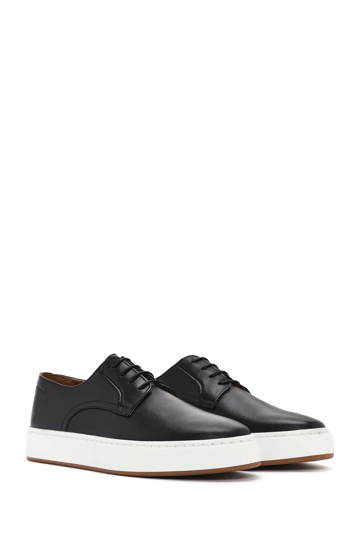 Erkek Siyah Bağcıklı Deri Sneaker - Image 3