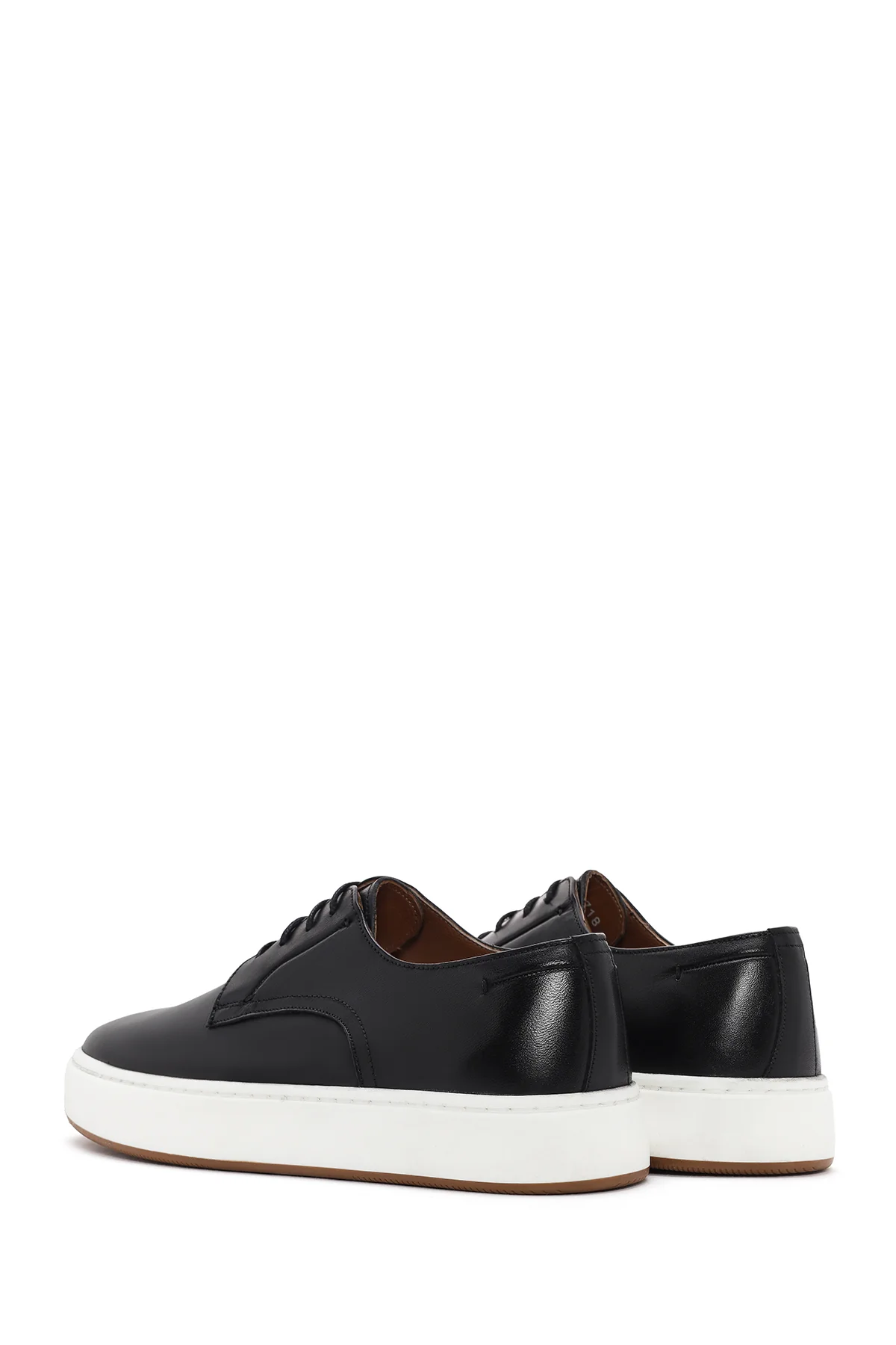 Erkek Siyah Bağcıklı Deri Sneaker - Image 5