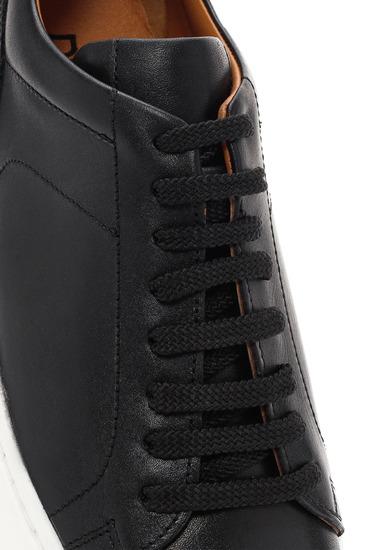 Erkek Siyah Bağcıklı Deri Sneaker - Image 10