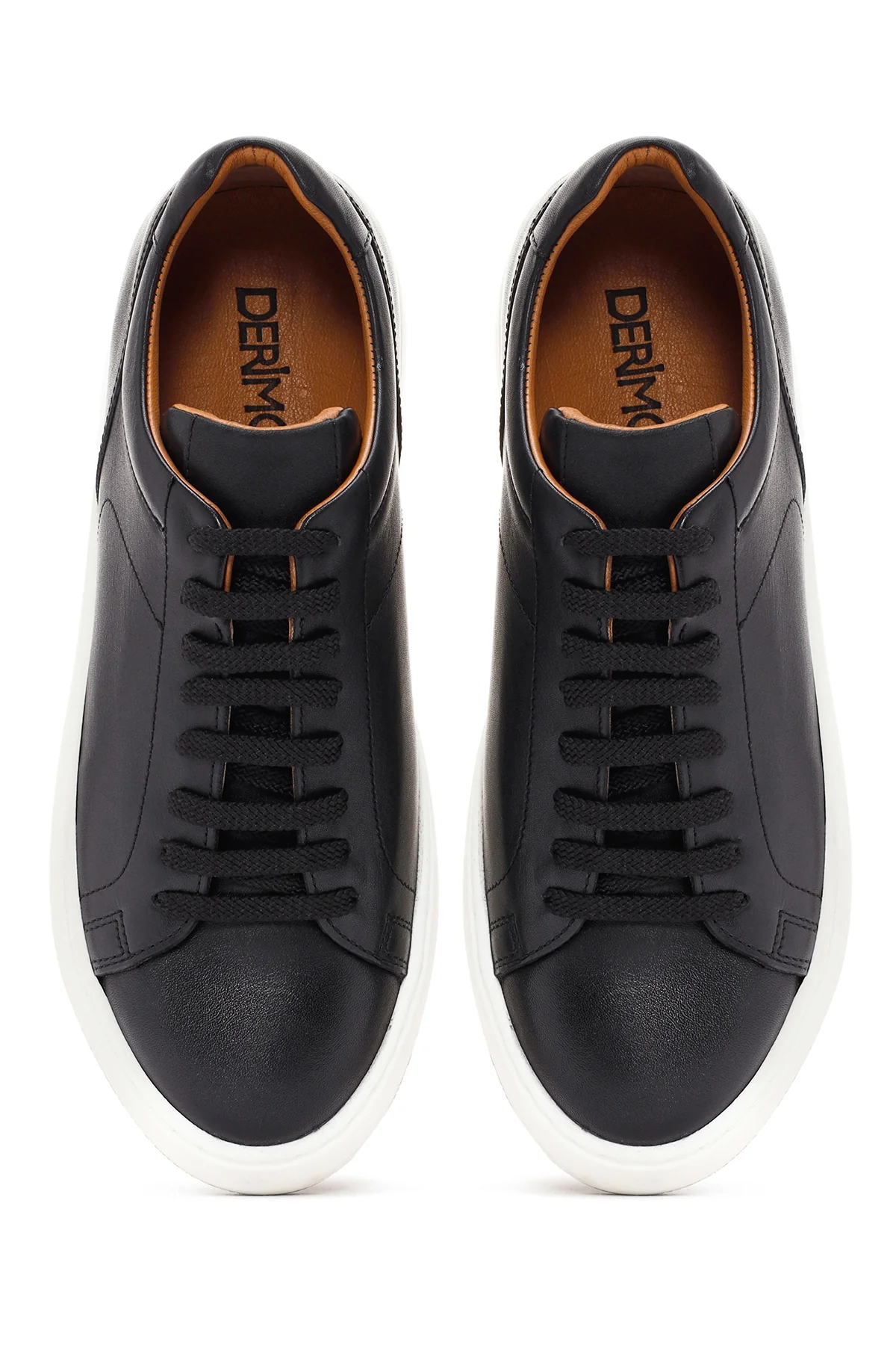 Erkek Siyah Bağcıklı Deri Sneaker - Image 17