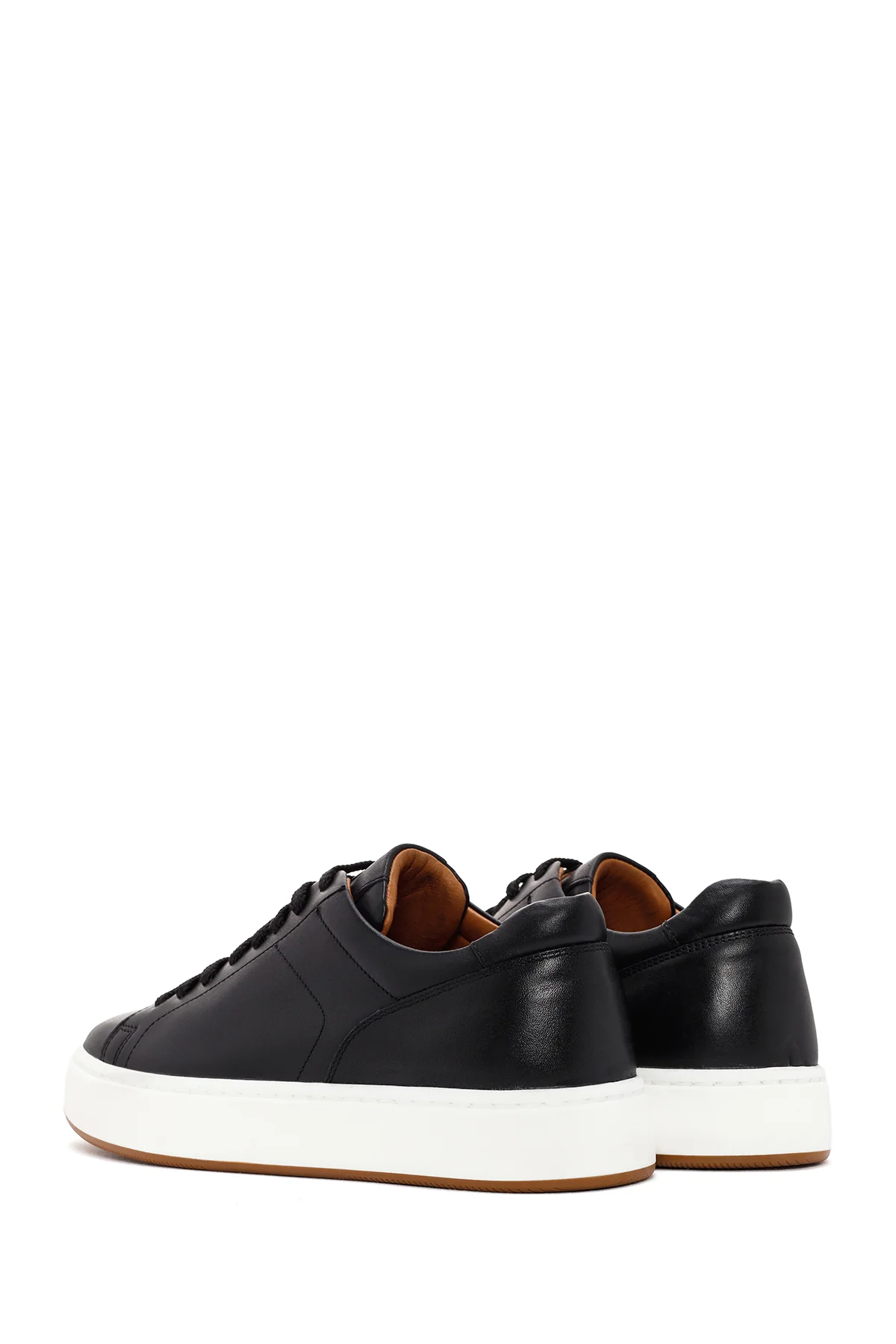 Erkek Siyah Bağcıklı Deri Sneaker - Image 5