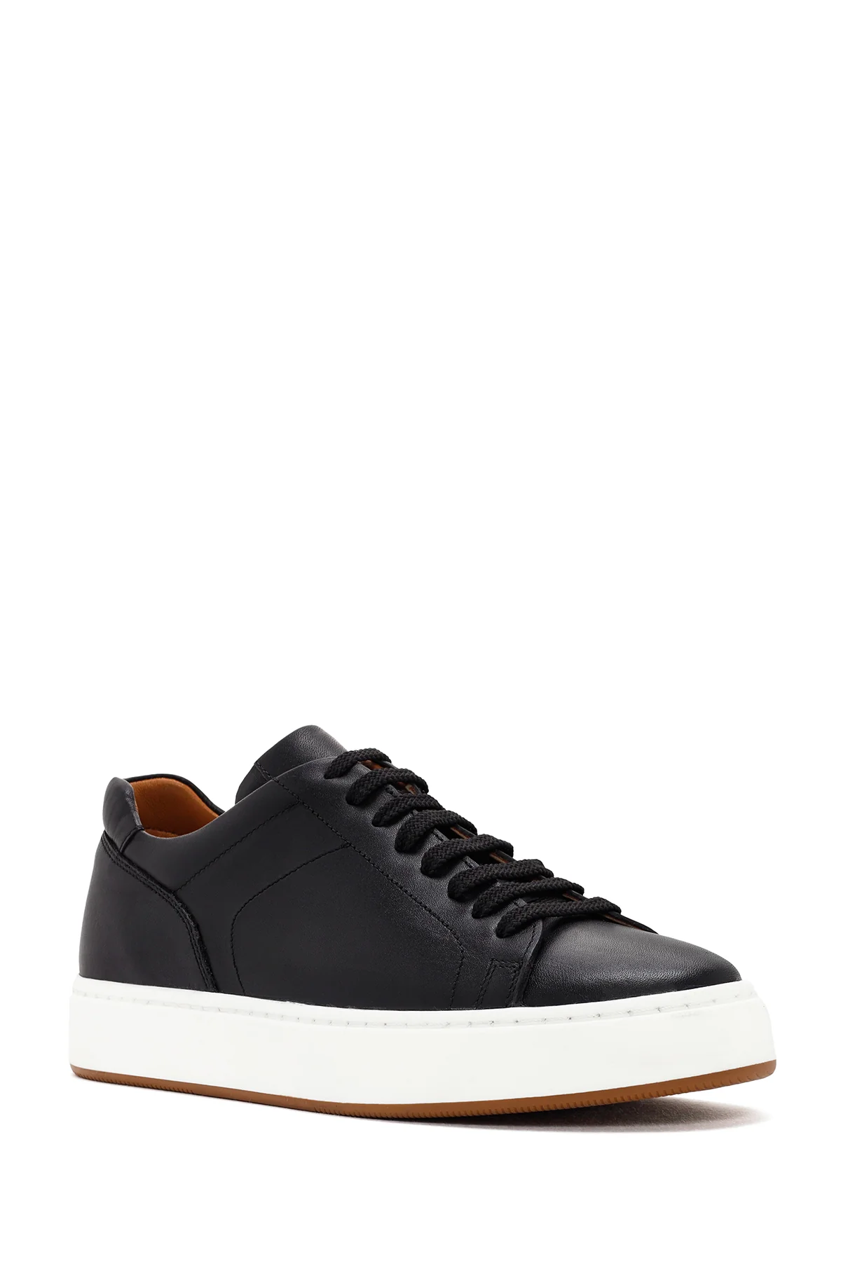 Erkek Siyah Bağcıklı Deri Sneaker - Image 6