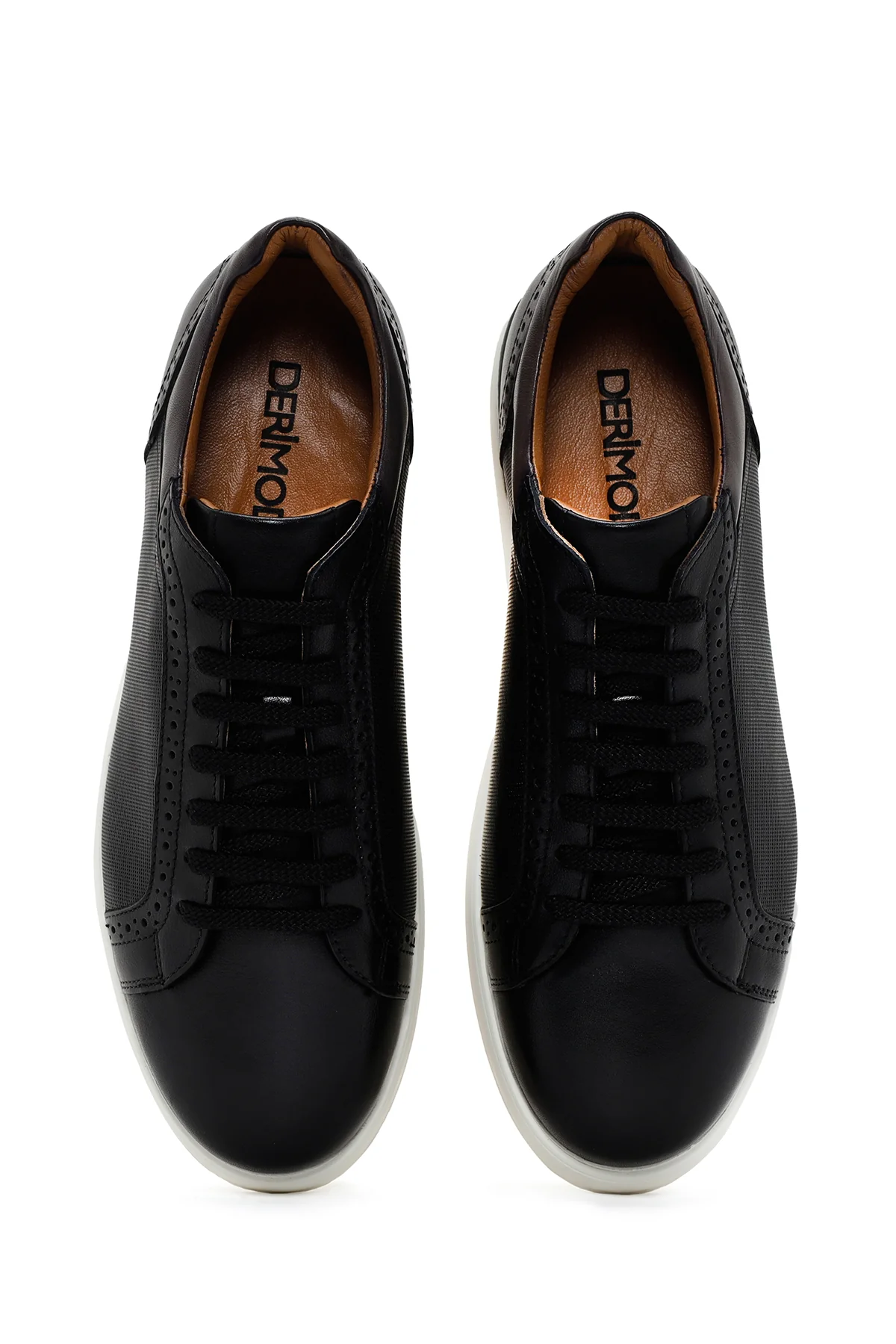 Erkek Siyah Bağcıklı Deri Sneaker - Image 6