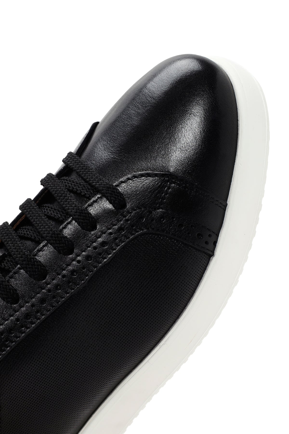 Erkek Siyah Bağcıklı Deri Sneaker - Image 9