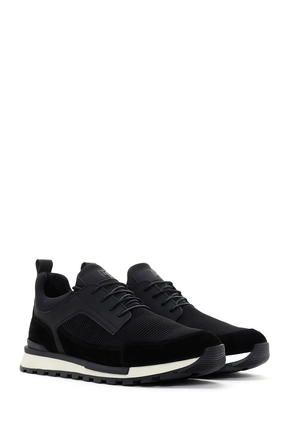 Erkek Siyah Bağcıklı Deri Sneaker - Image 3