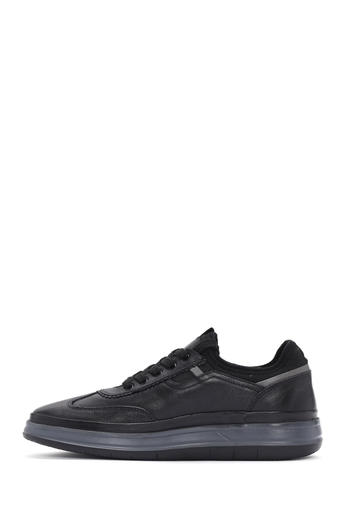 Erkek Siyah Bağcıklı Deri Sneaker - Image 2