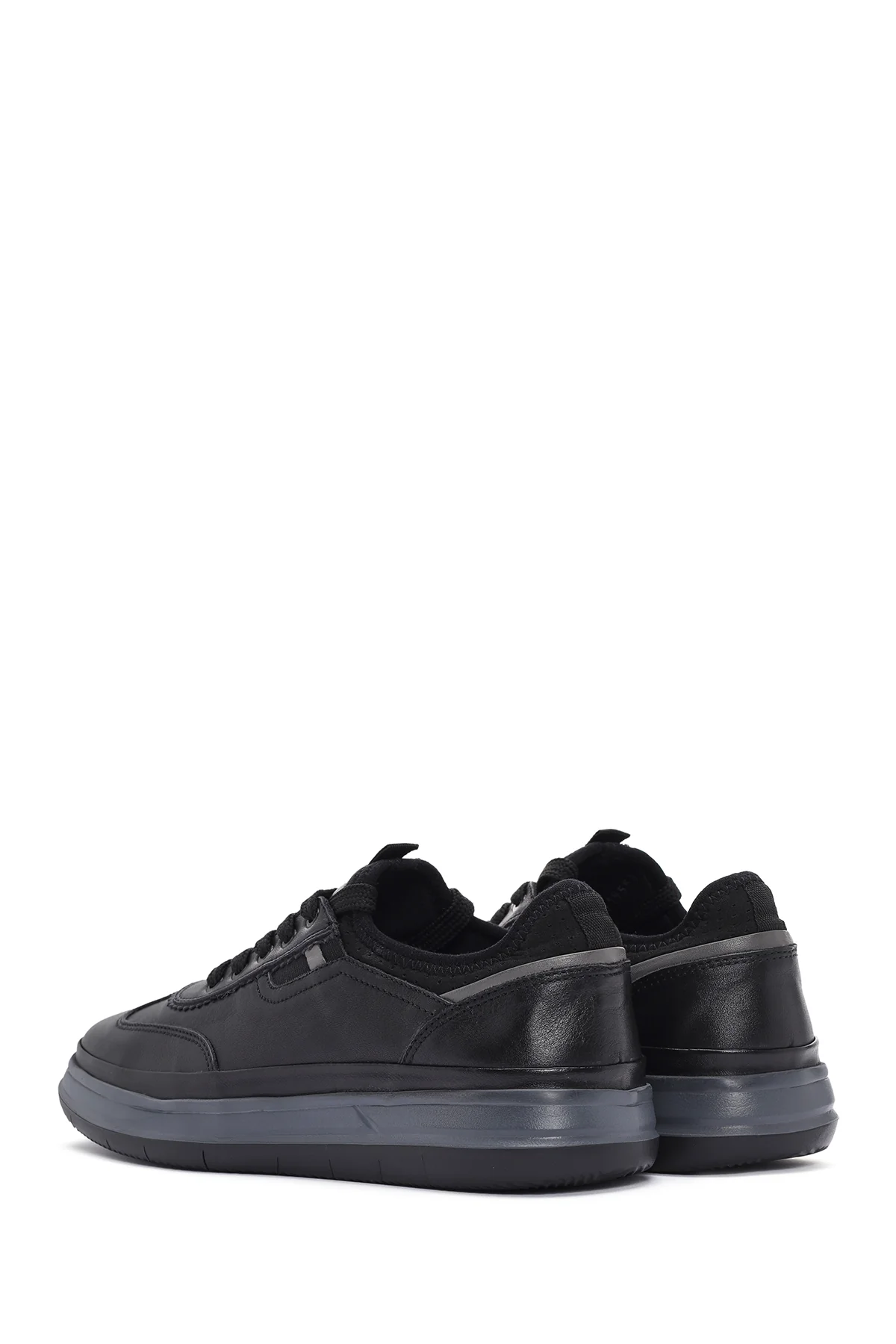 Erkek Siyah Bağcıklı Deri Sneaker - Image 5