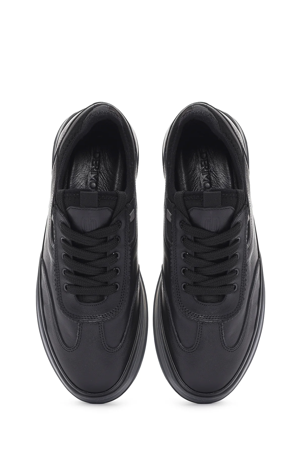 Erkek Siyah Bağcıklı Deri Sneaker - Image 7