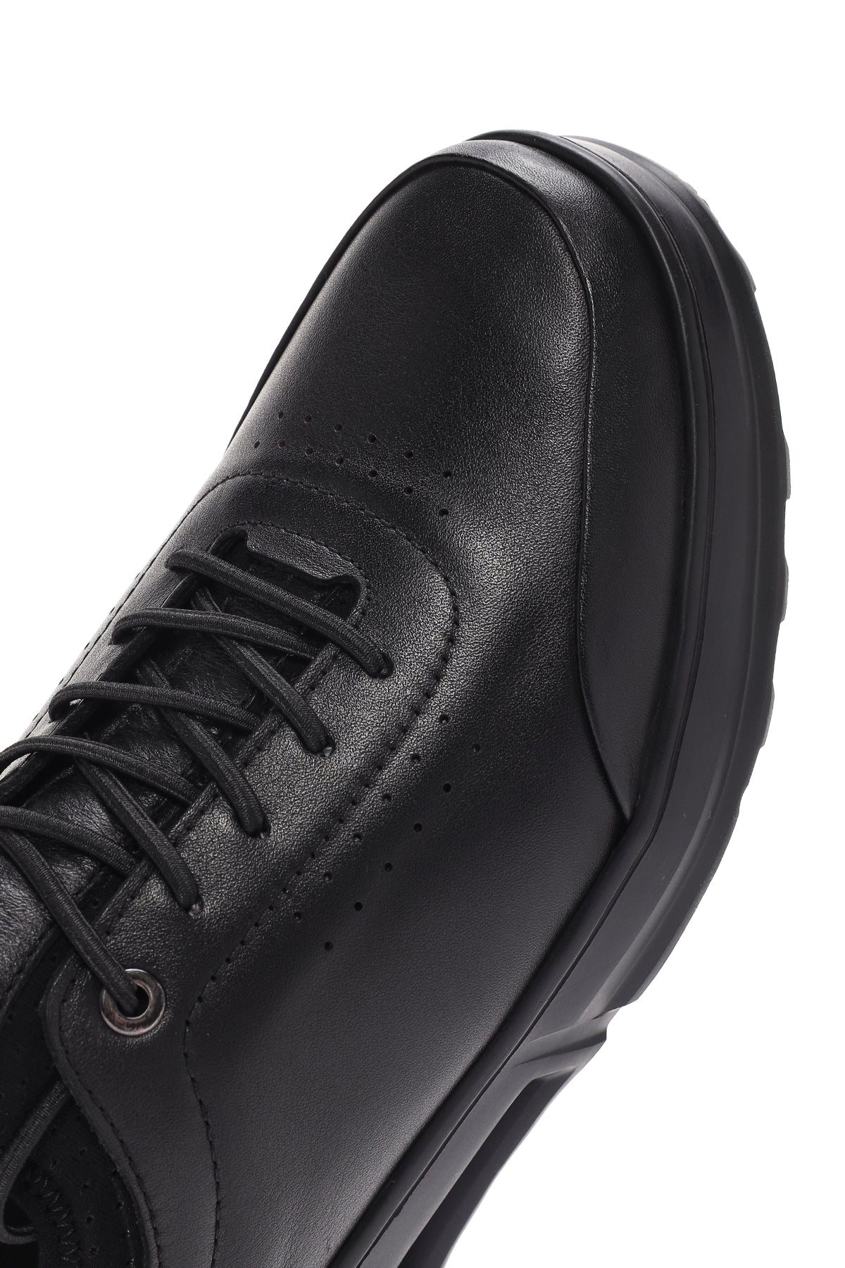 Erkek Siyah Bağcıklı Deri Sneaker - Image 10