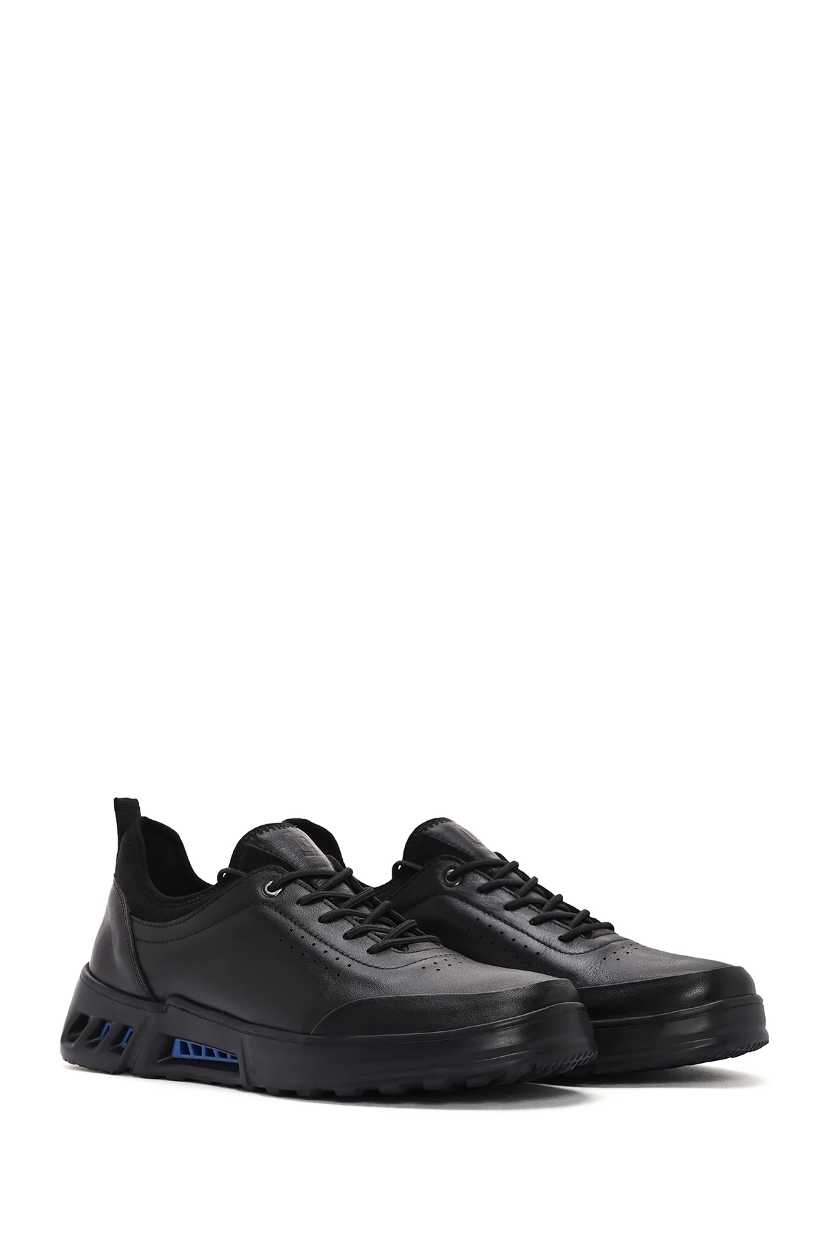 Erkek Siyah Bağcıklı Deri Sneaker - Image 3