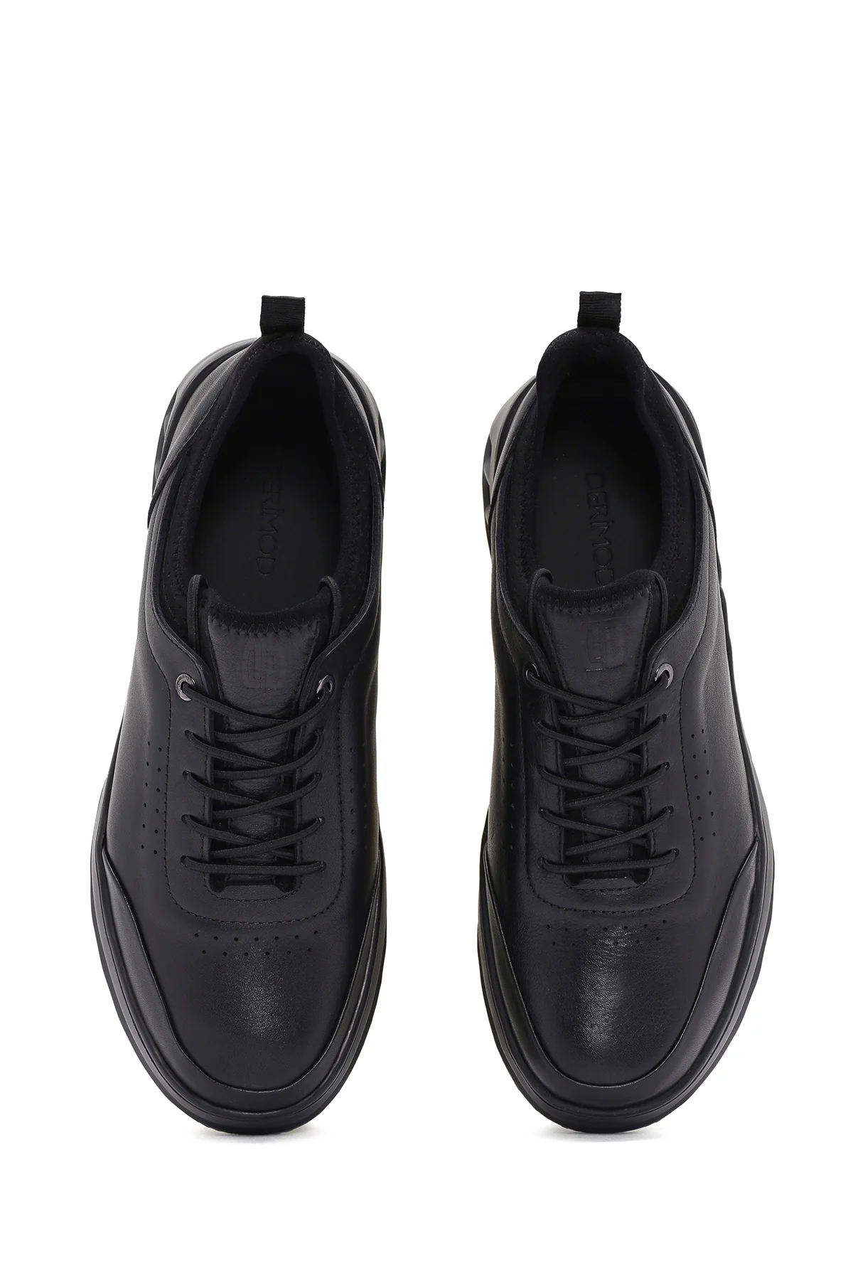 Erkek Siyah Bağcıklı Deri Sneaker - Image 7