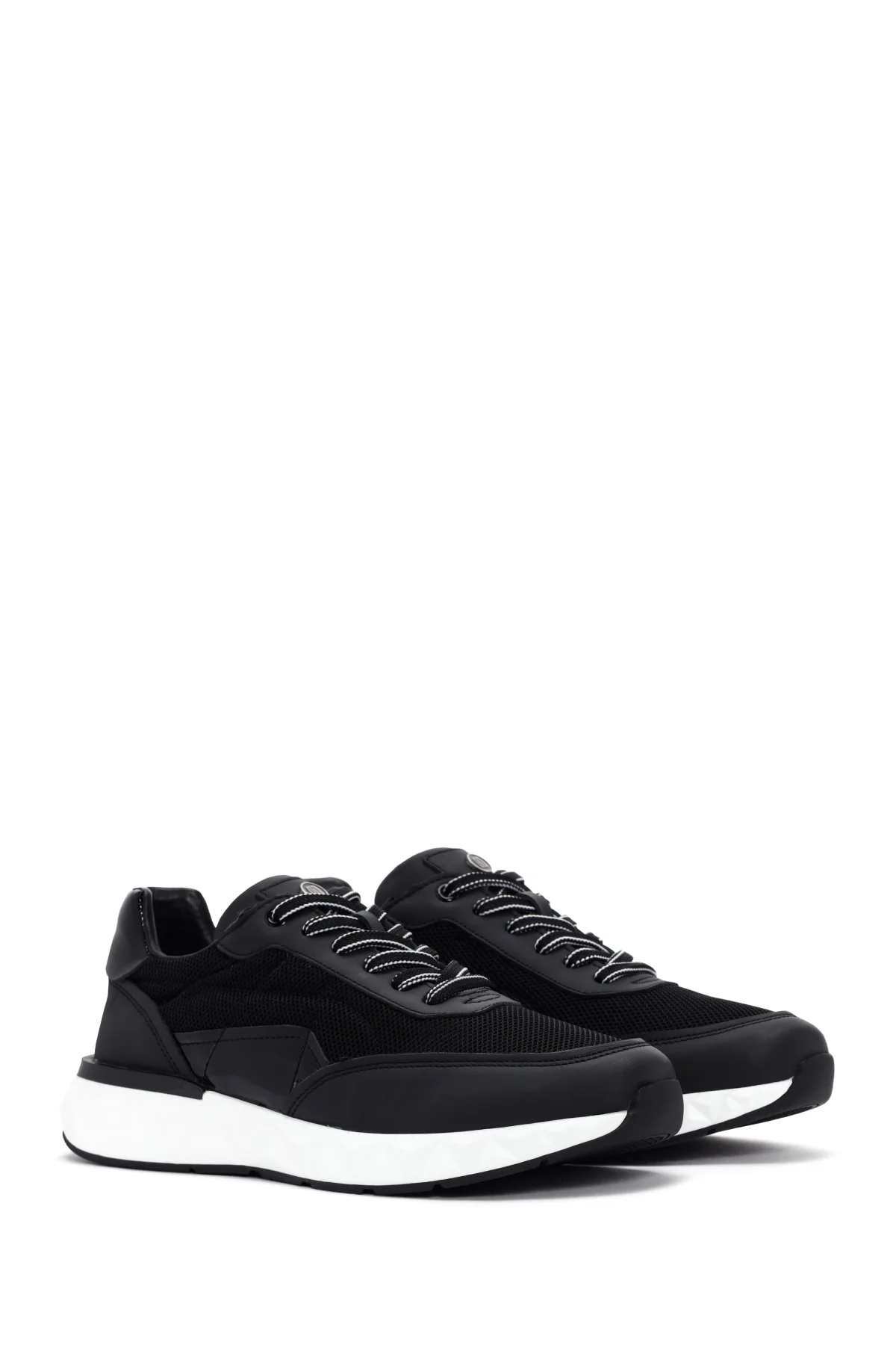 Erkek Siyah Bağcıklı Deri Sneaker - Image 3