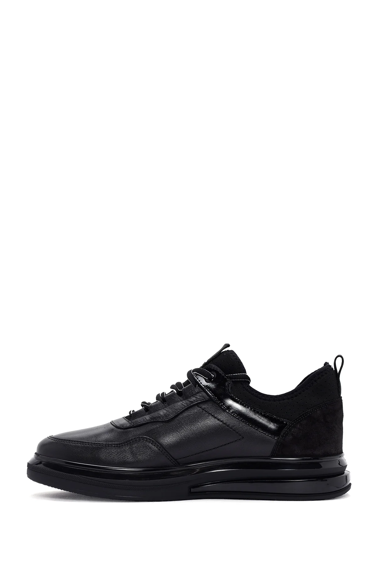 Erkek Siyah Bağcıklı Deri Sneaker - Image 2