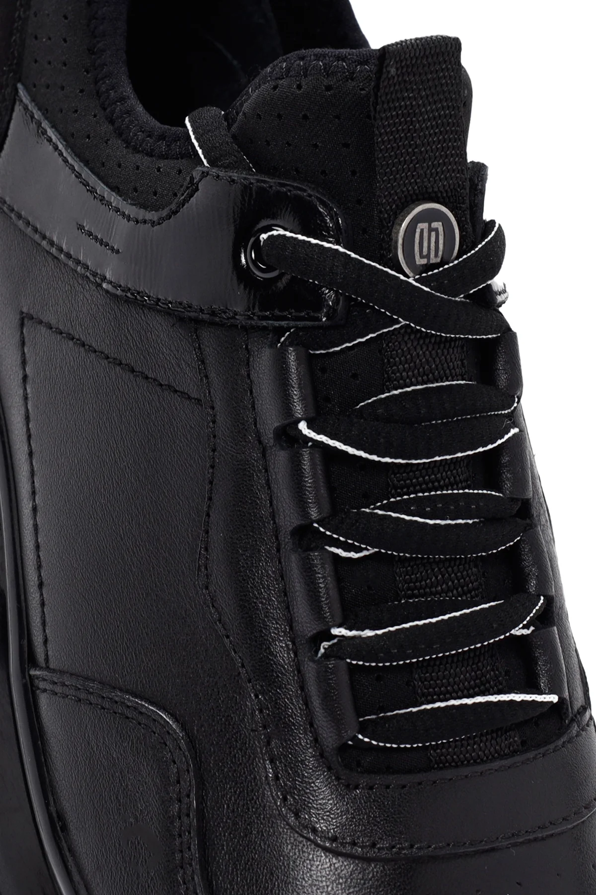 Erkek Siyah Bağcıklı Deri Sneaker - Image 8