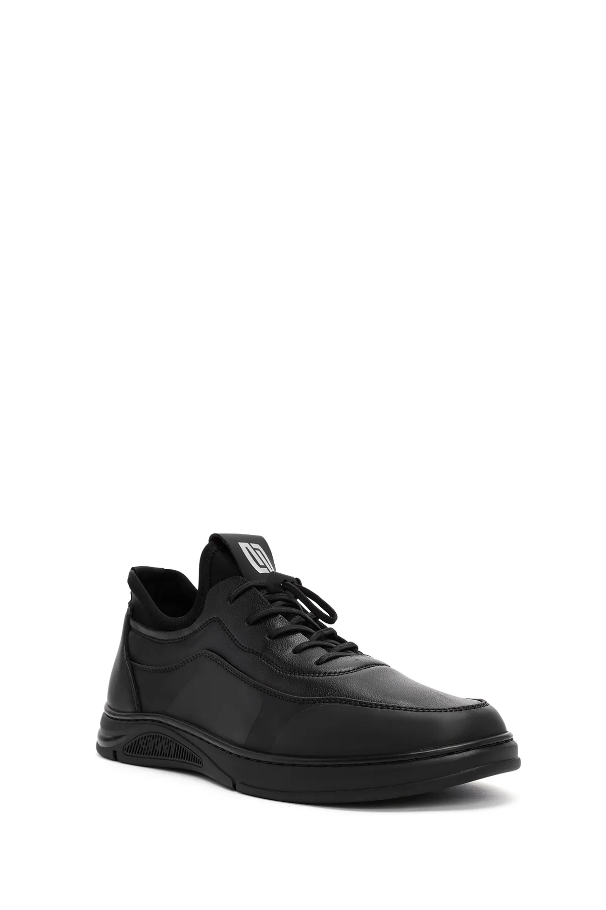 Erkek Siyah Bağcıklı Deri Sneaker - Image 6