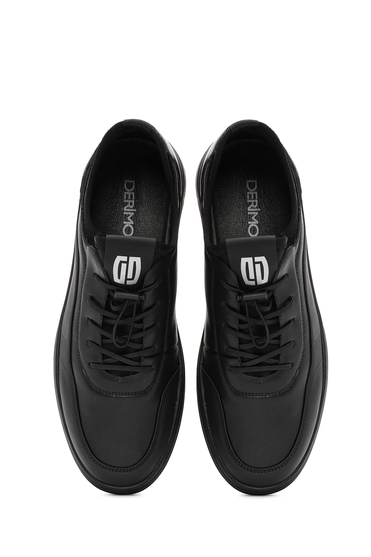 Erkek Siyah Bağcıklı Deri Sneaker - Image 7