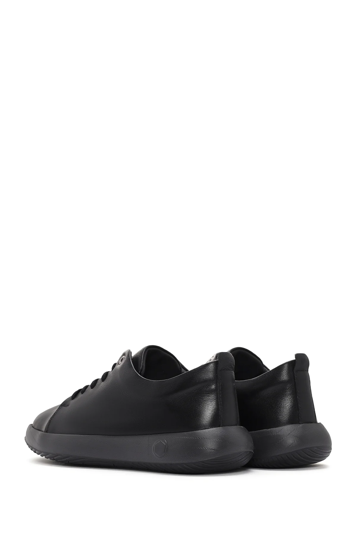 Erkek Siyah Bağcıklı Deri Sneaker - Image 5