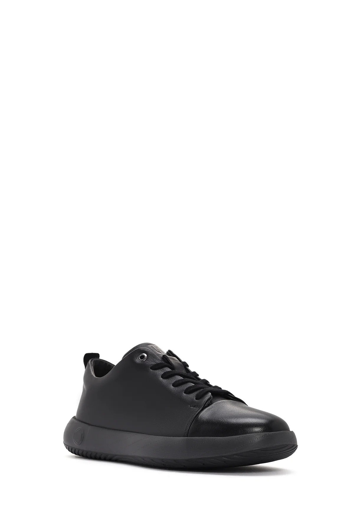 Erkek Siyah Bağcıklı Deri Sneaker - Image 6